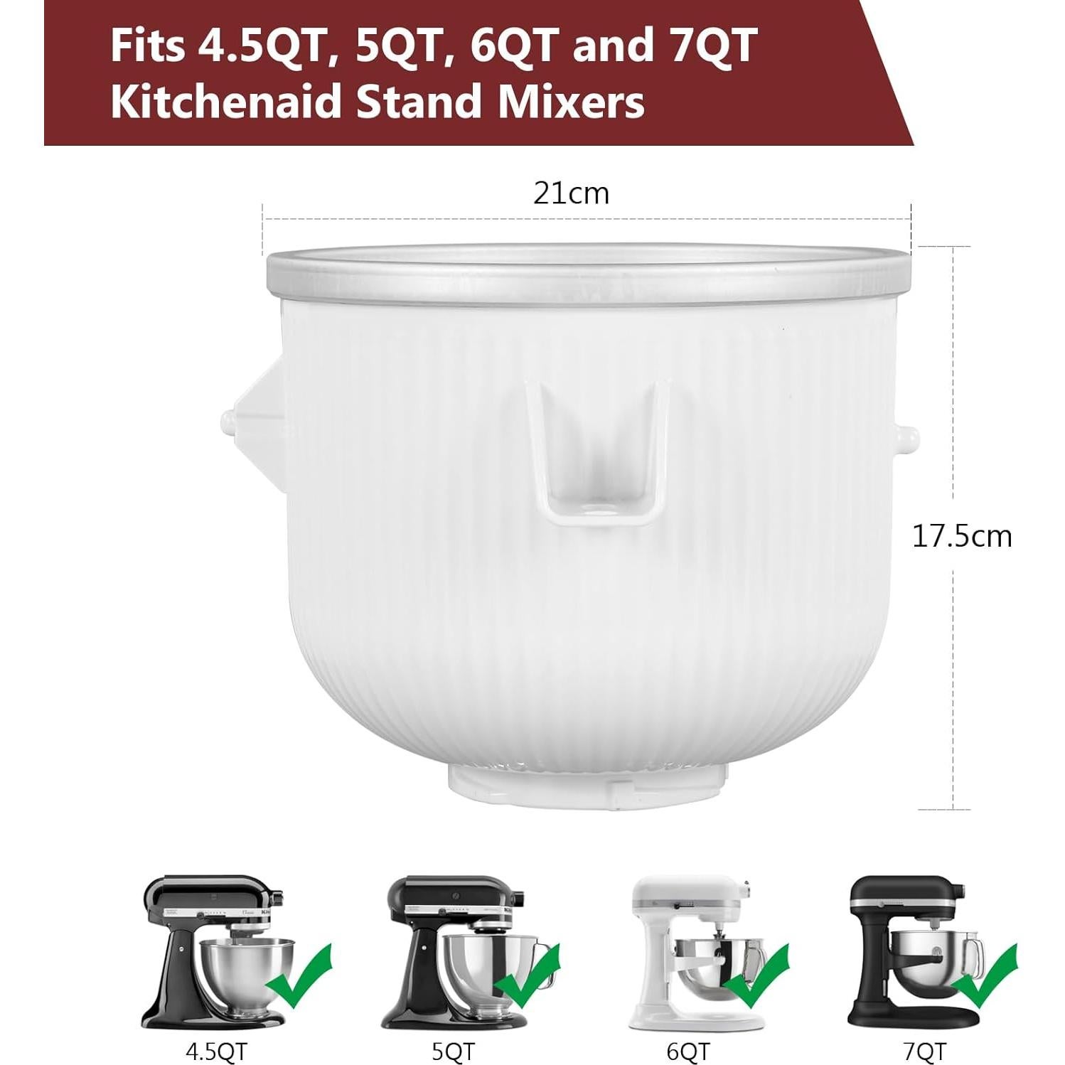 Tazón de Helado 2QT LETOMS para Mezclador Kitchenaid 4.5-7QT