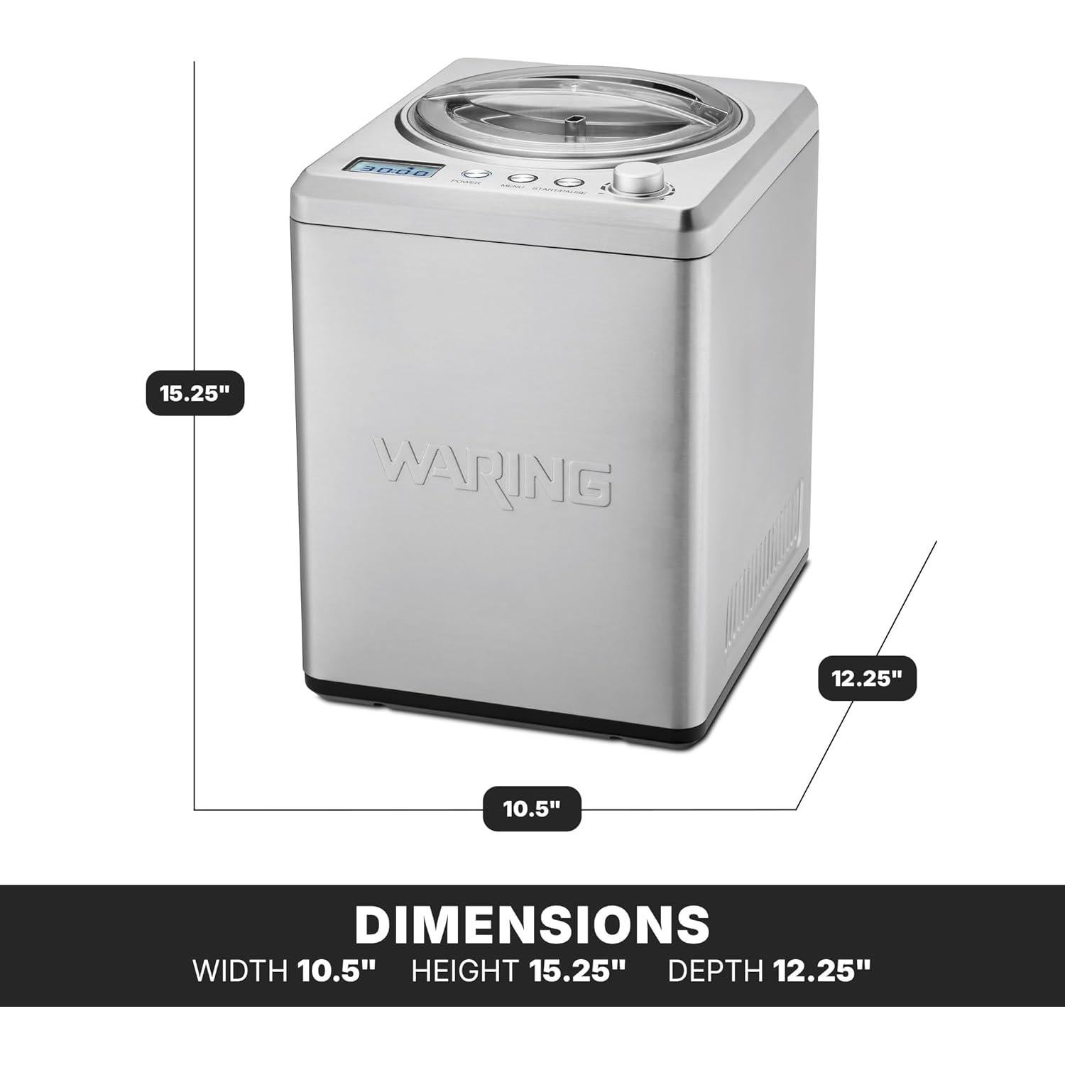 Fabricante de Helados Waring 2.5L Automático Acero Inoxidable