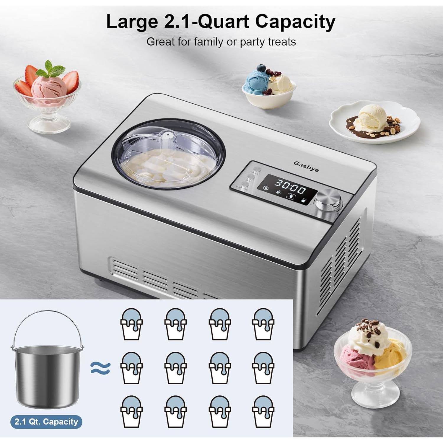 Máquina de Helados Gasbye ICE2037YJ 2.1L Acero Inoxidable