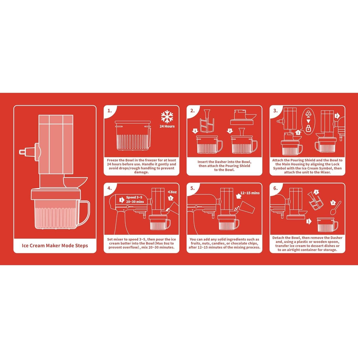 Máquina de Helados Atbod 2 en 1 para Batidora KitchenAid