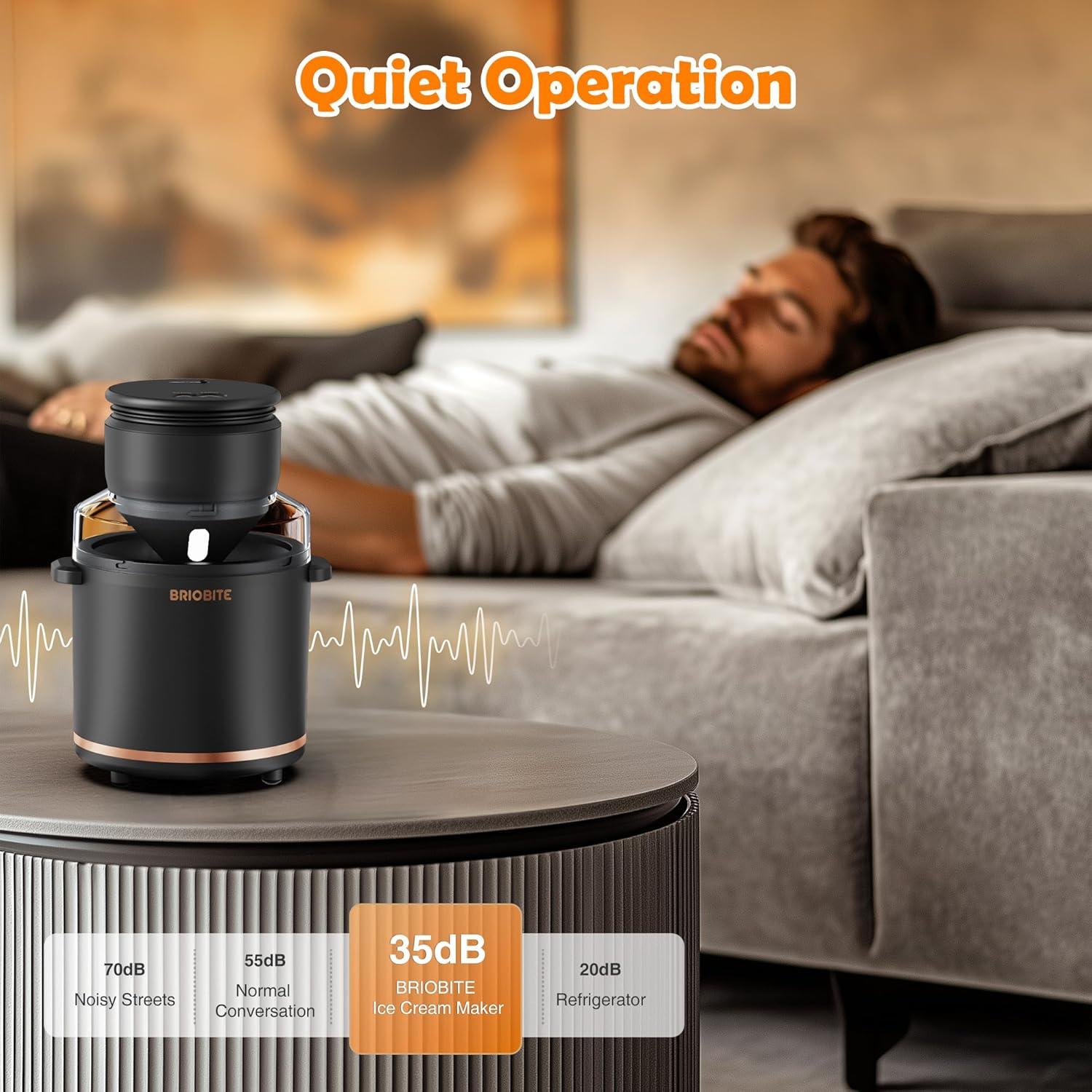 Máquina de Helados Eléctrica BRIOBITE Dolce 1000, 1.04L, Negro