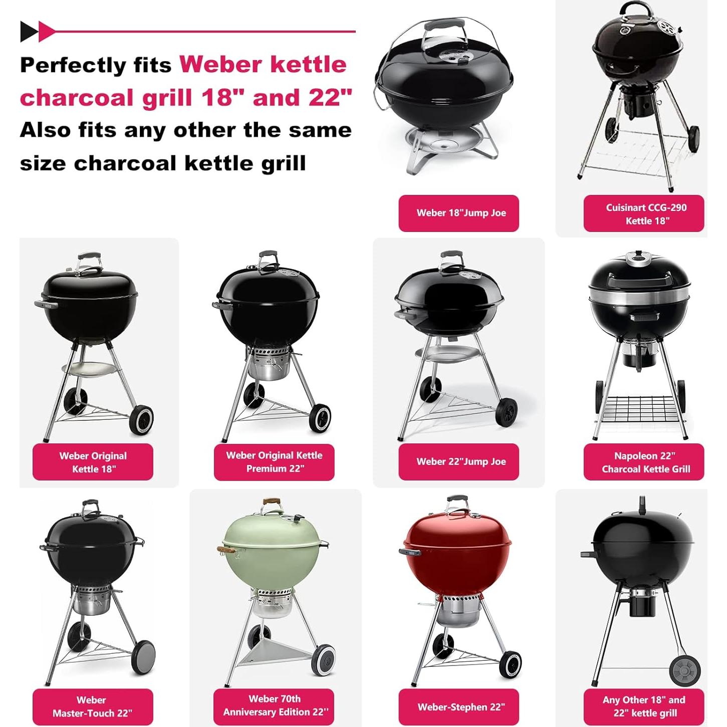 Carrito de Parrilla BBQMall para Weber 22" y 18" - Mesa de Preparación Exterior