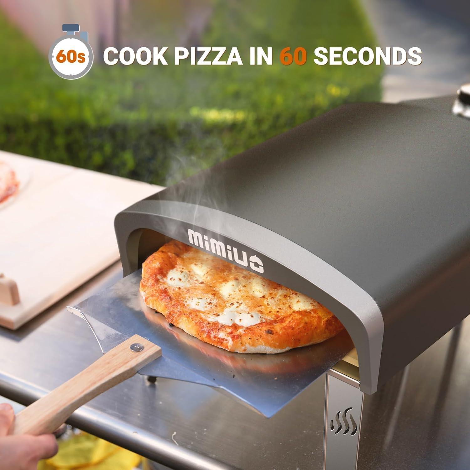 Horno de Pizza a Gas Mimiuo 14" con Piedra Rotativa Automática