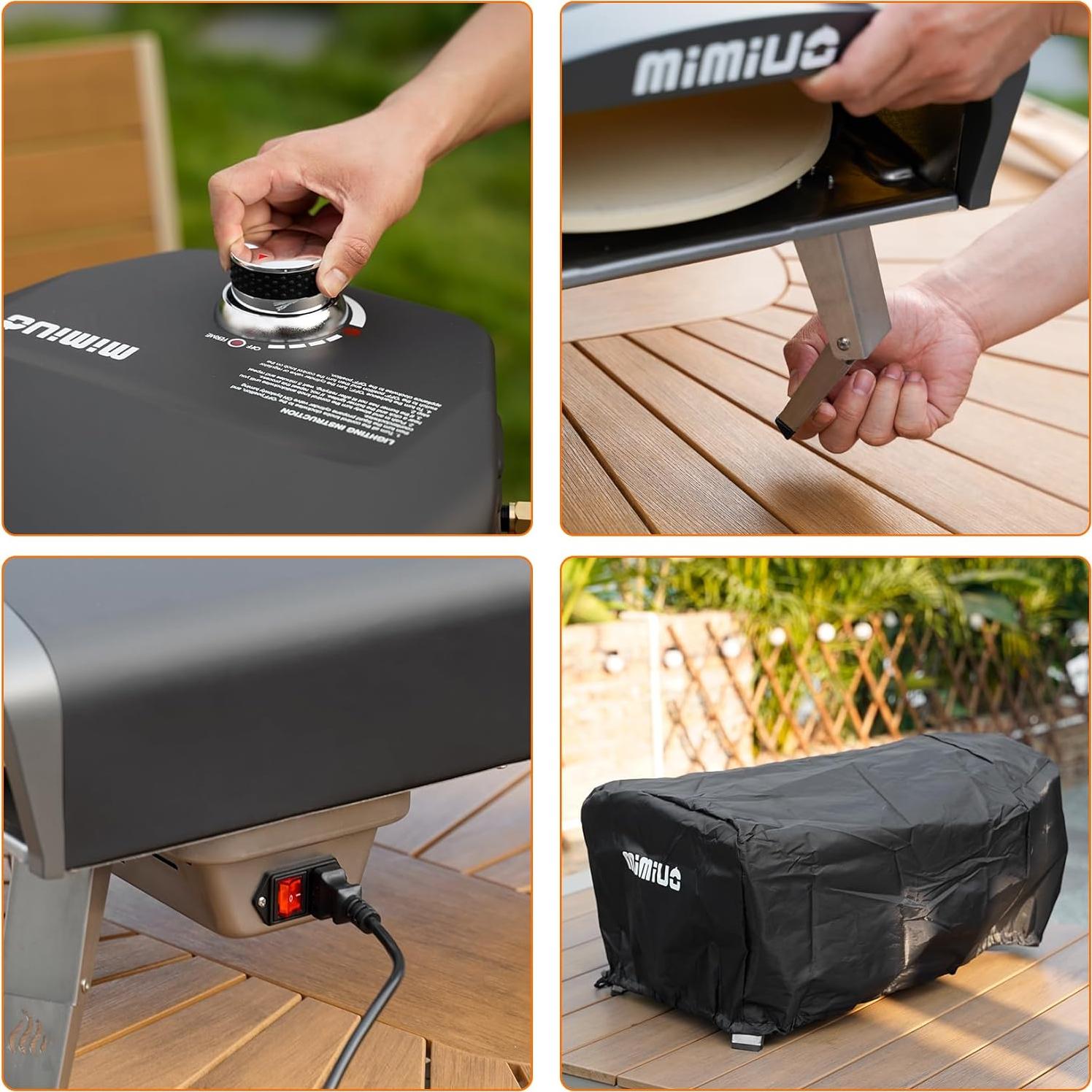 Horno de Pizza a Gas Mimiuo 14" con Piedra Rotativa Automática