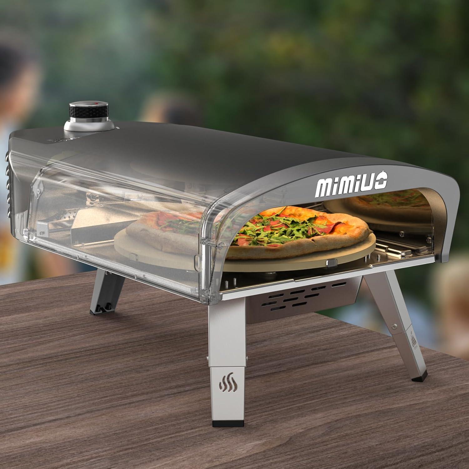 Horno de Pizza a Gas Mimiuo 14" con Piedra Rotativa Automática