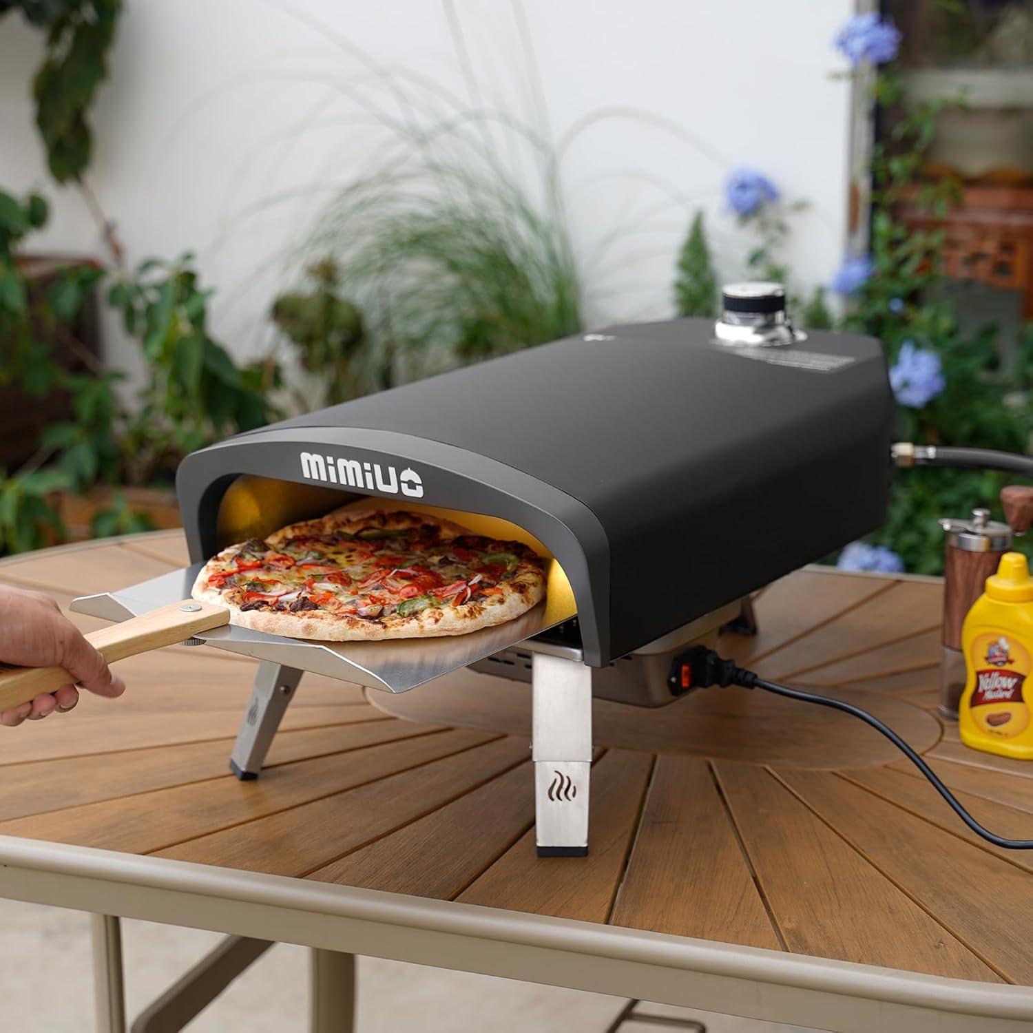 Horno de Pizza a Gas Mimiuo 14" con Piedra Rotativa Automática