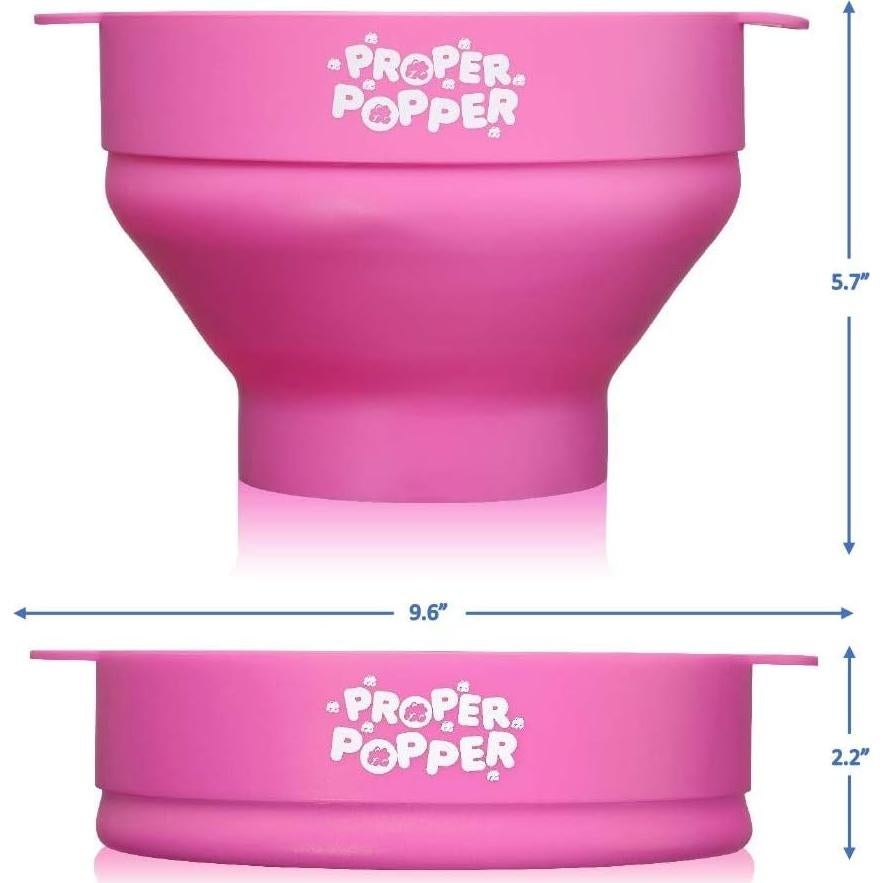 Hacedor de Palomitas Proper Popper Rosa Silicona 15 Tazas Apto Microondas