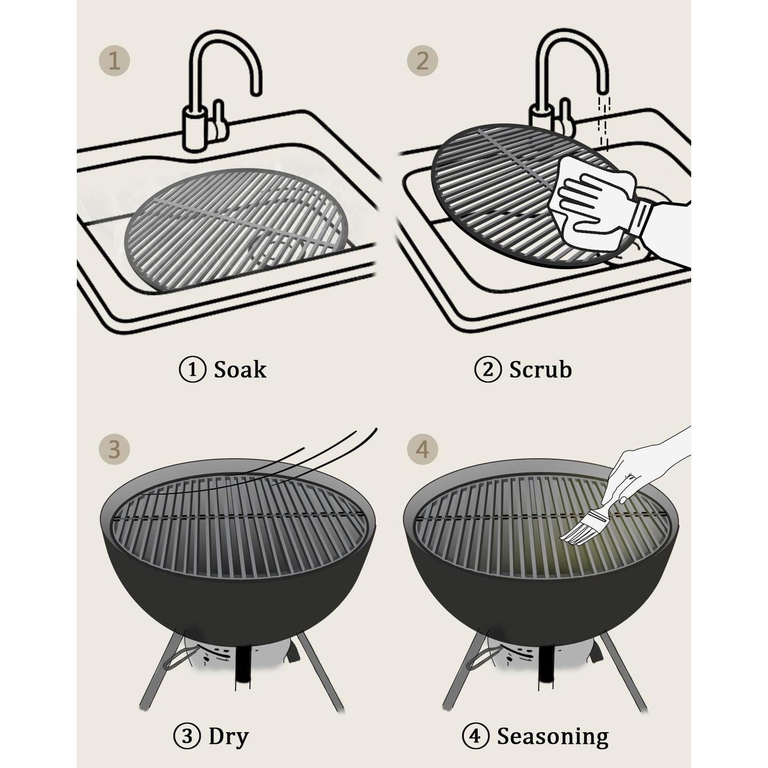 Rejilla de Parrilla de Hierro Fundido OLIGAI 35.5 cm para Carbón