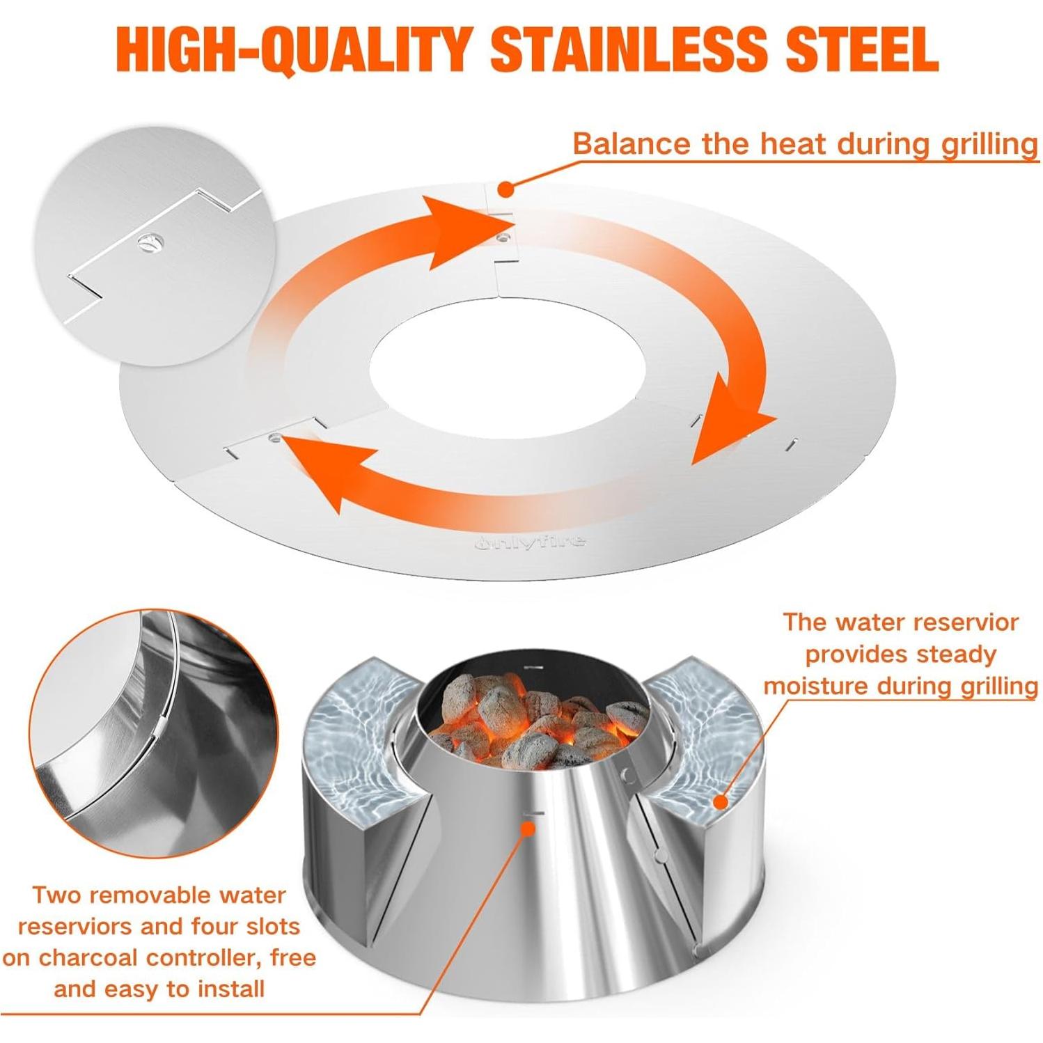 Canasta de Carbón Onlyfire de Acero Inoxidable 40cm para Parrilla