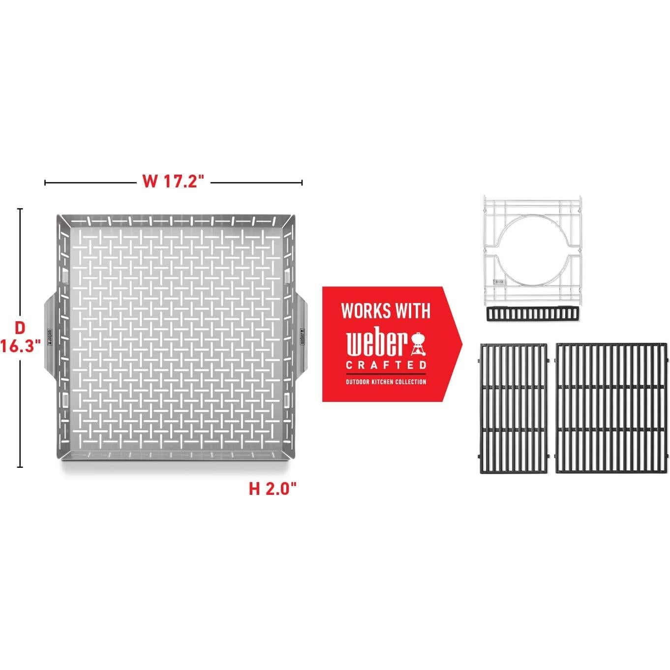 Cesta de Asado Weber Crafted 44.1x41.6 cm - Acero Inoxidable