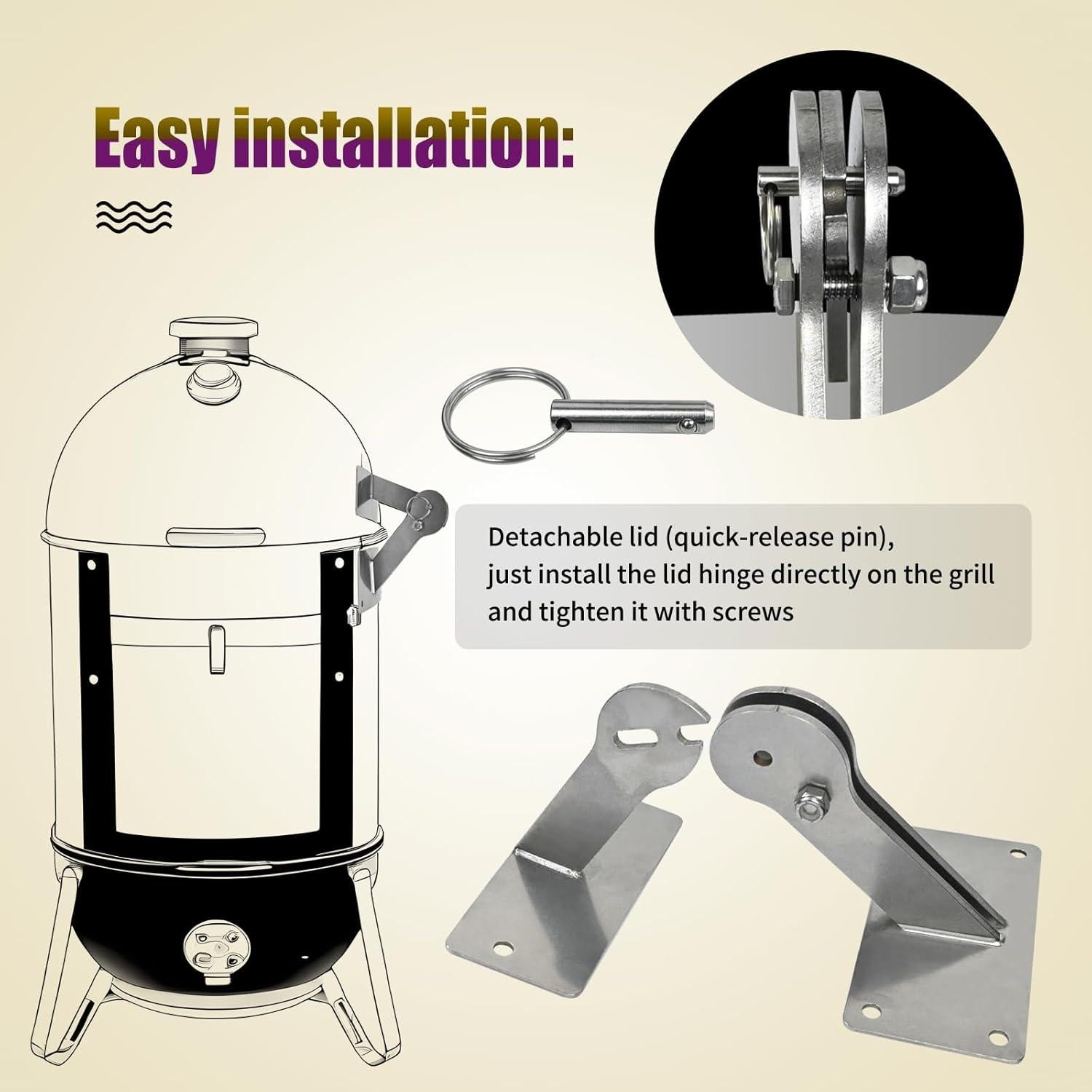 Kit de Bisagra de Tapa Acero Inoxidable XQK para Parrillas Weber