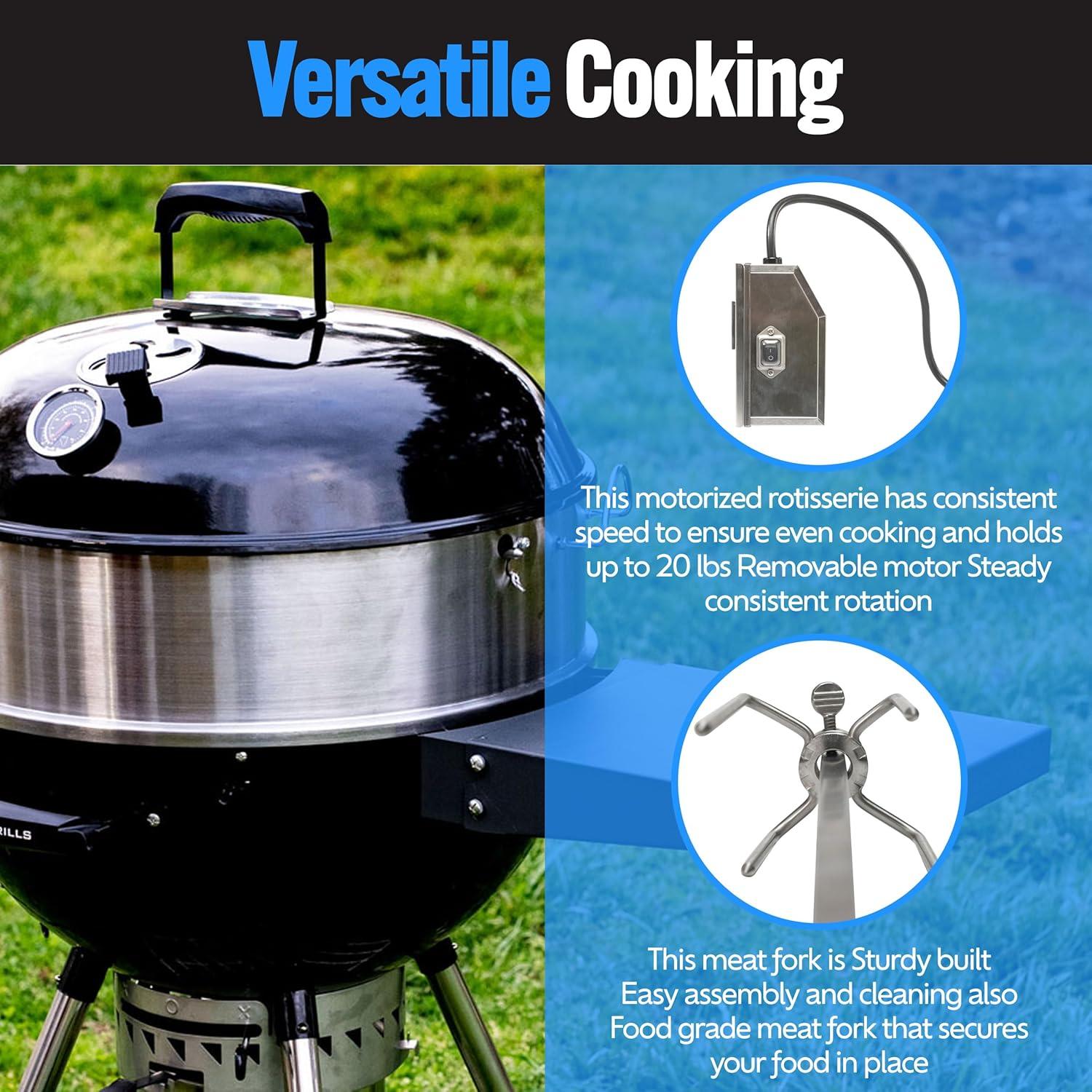 Kit Rotisserie SnS para Parrillas Kettle 22" Acero Inoxidable