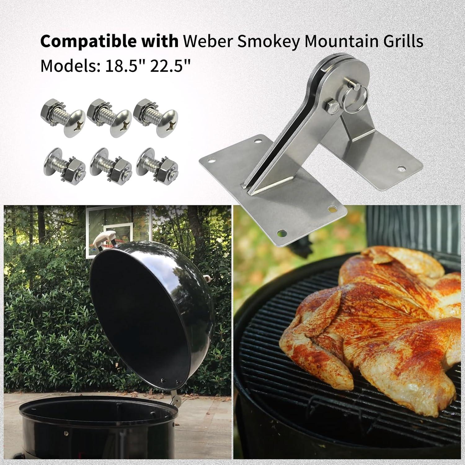 Kit de Bisagra de Tapa de Acero Inoxidable XQK para Weber Smokey Mountain 18.5 y 22.5
