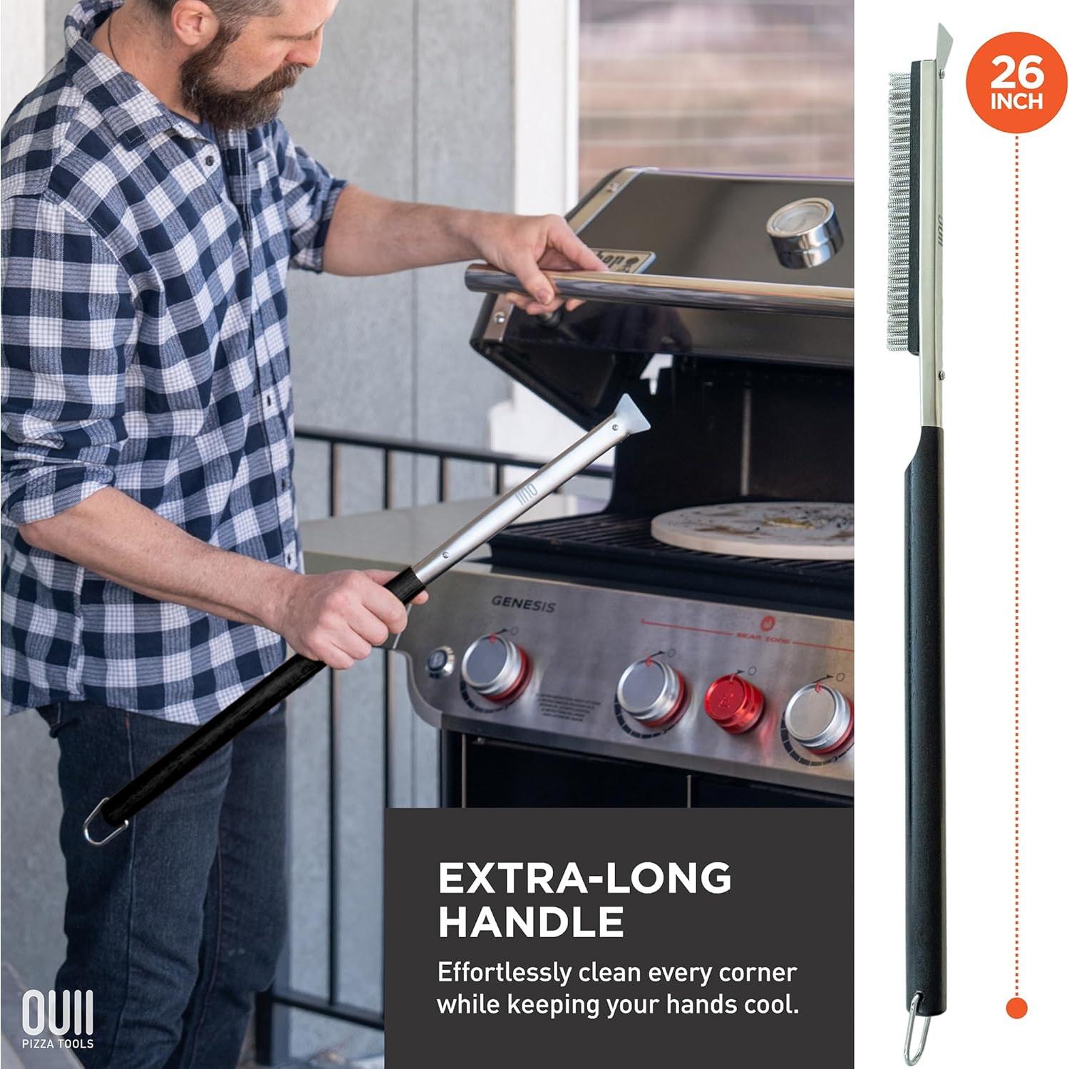 Cepillo para horno de pizza OUII 66 cm con 2 cabezales de acero