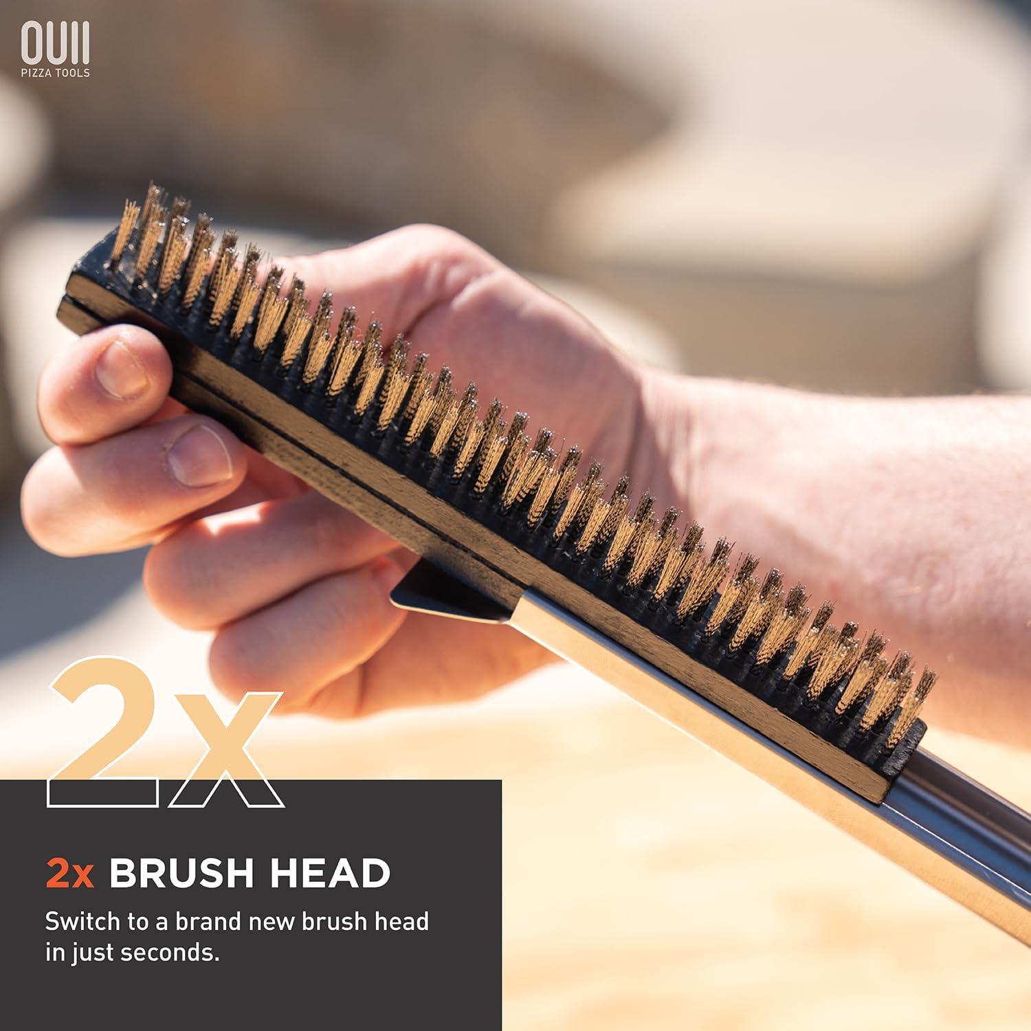 Cepillo para horno de pizza OUII 66 cm con 2 cabezales de acero