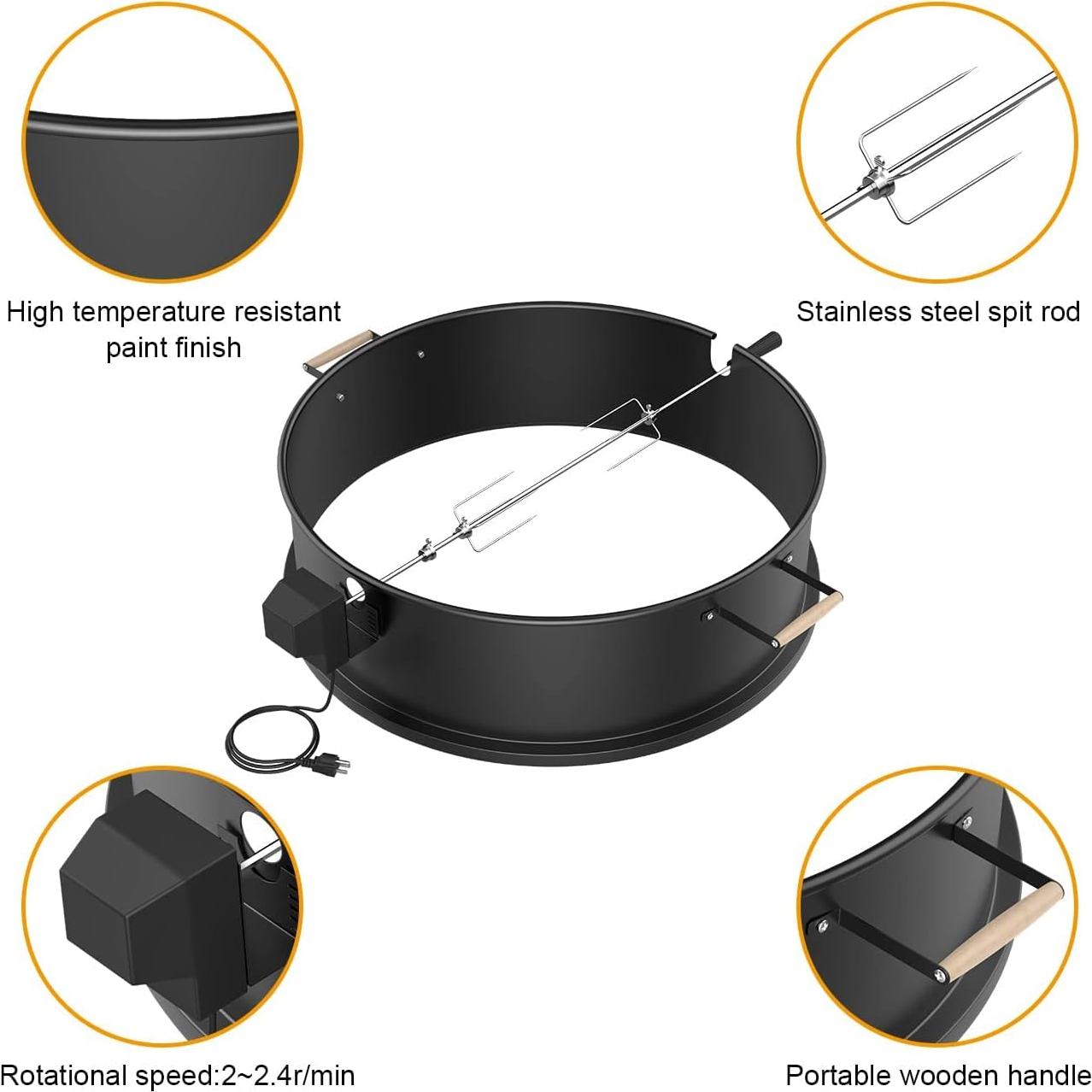 Kit Parrilla Rotisserie Keesha para Pollo 22" Acero Inoxidable