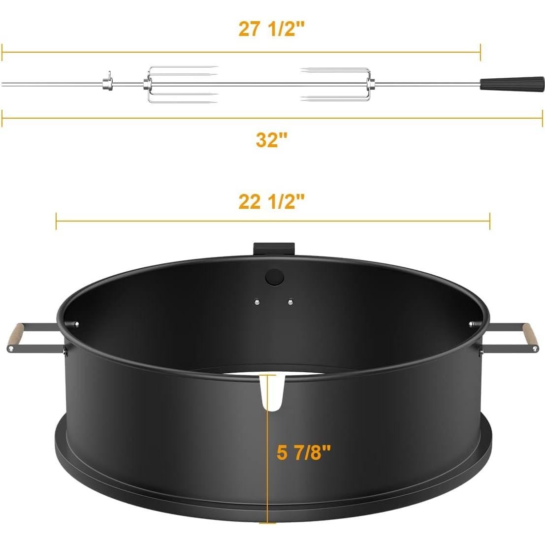 Kit Parrilla Rotisserie Keesha para Pollo 22" Acero Inoxidable