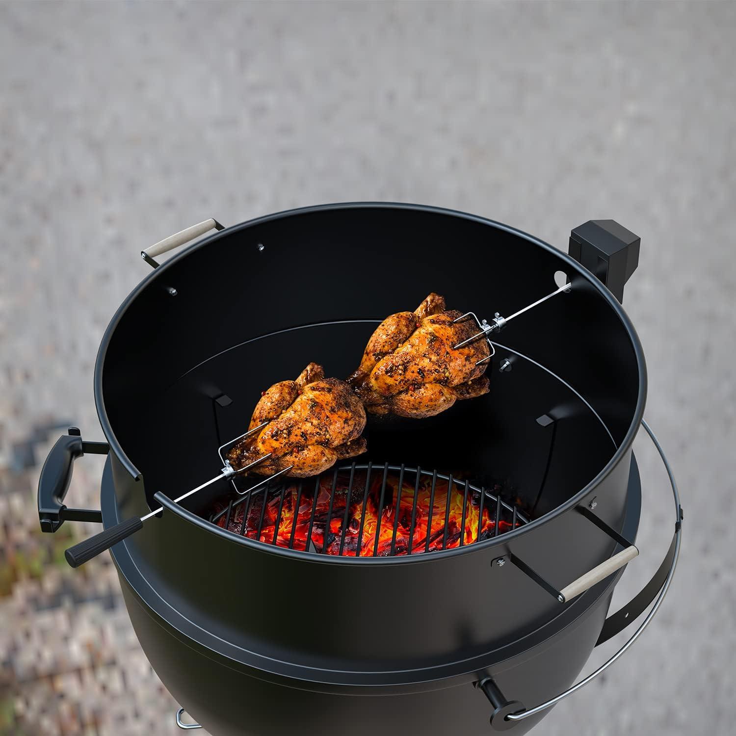 Kit Parrilla Rotisserie Keesha para Pollo 22" Acero Inoxidable