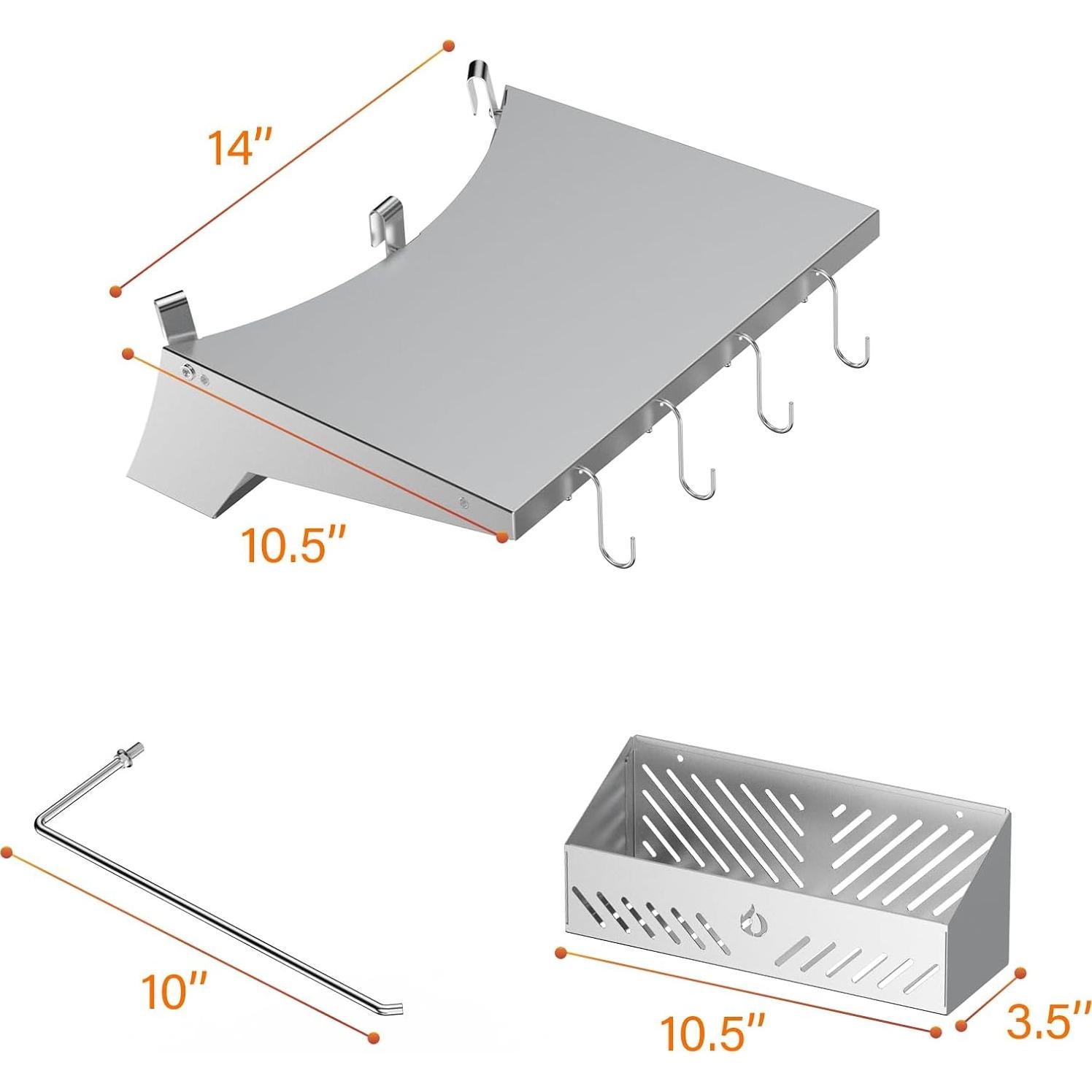 Mesa Lateral de Parrilla Skyflame de Acero Inoxidable 35.5x15.2cm