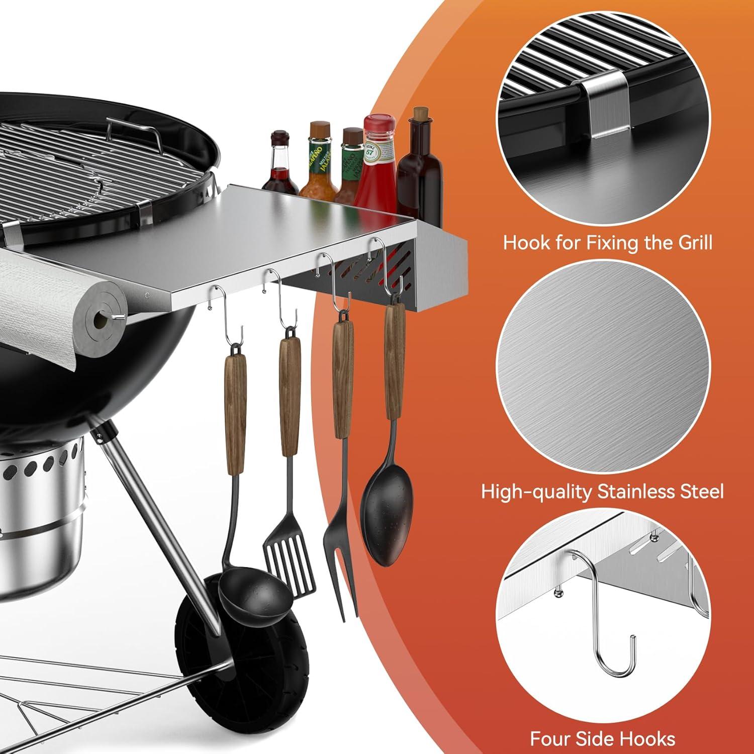 Mesa Lateral de Parrilla Skyflame de Acero Inoxidable 35.5x15.2cm