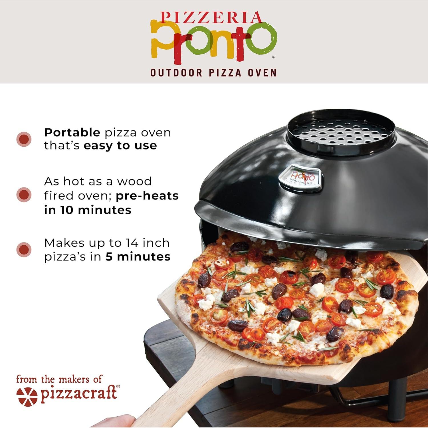 Horno de Pizza Portátil Pizzacraft Pronto - 14" Piedra, Gas
