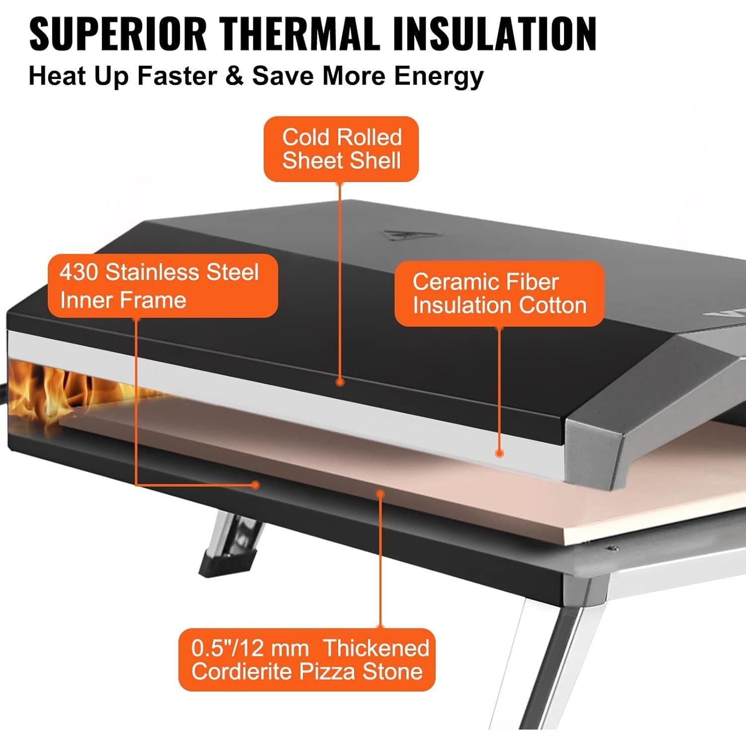 Horno de Pizza de Gas Propano VEVOR 13 Pulgadas Portátil