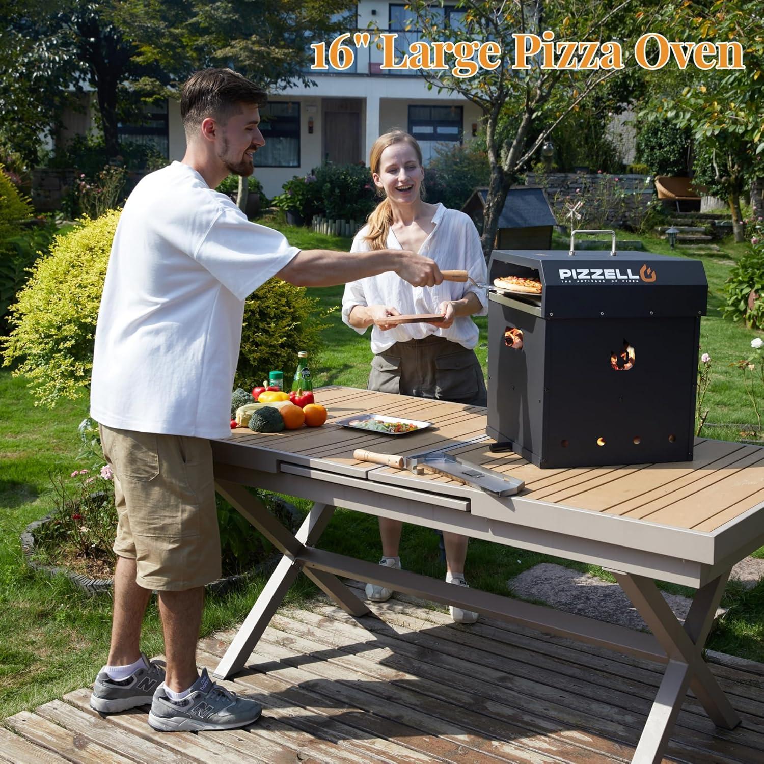 Horno de Pizza 4 en 1 PIZZELLO 16" con Piedra y Paleta