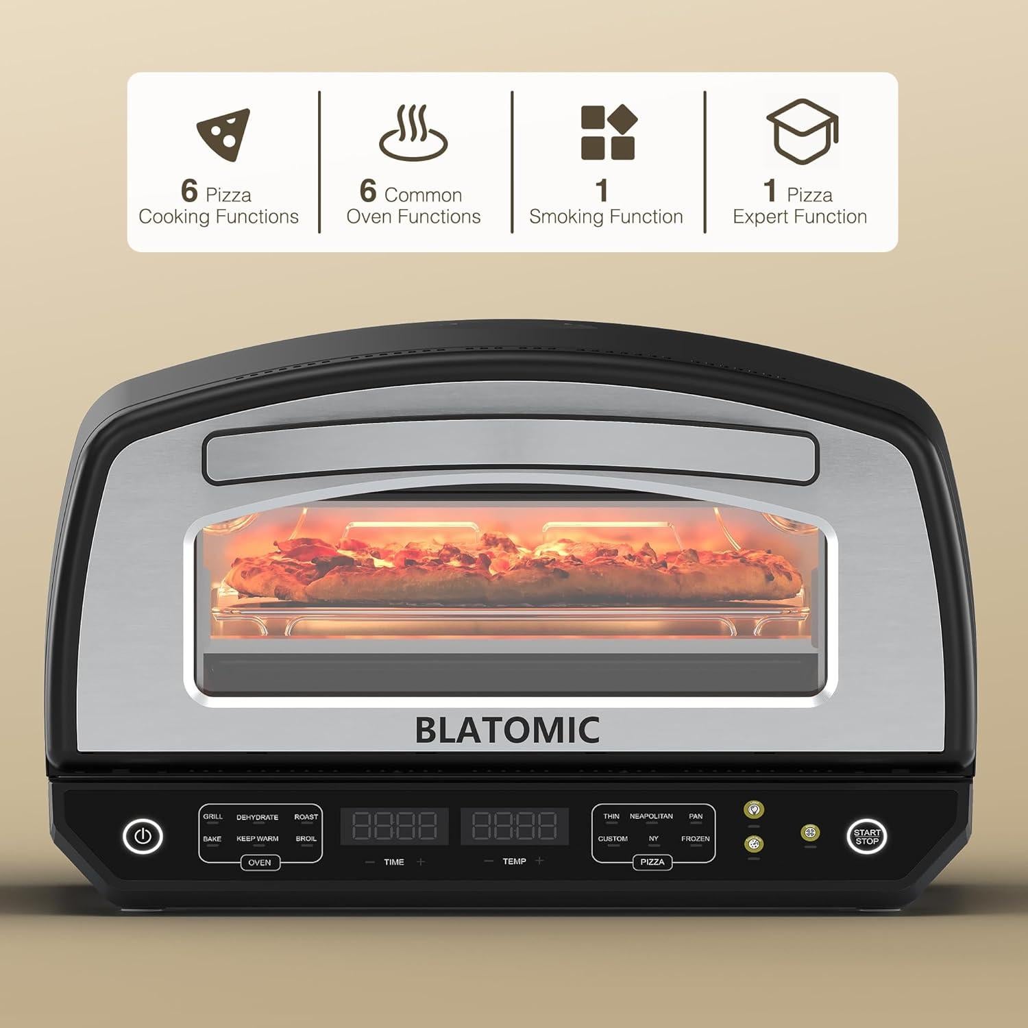 Horno de Pizza Eléctrico BLATOMIC 33 cm Acero Inoxidable 454°C