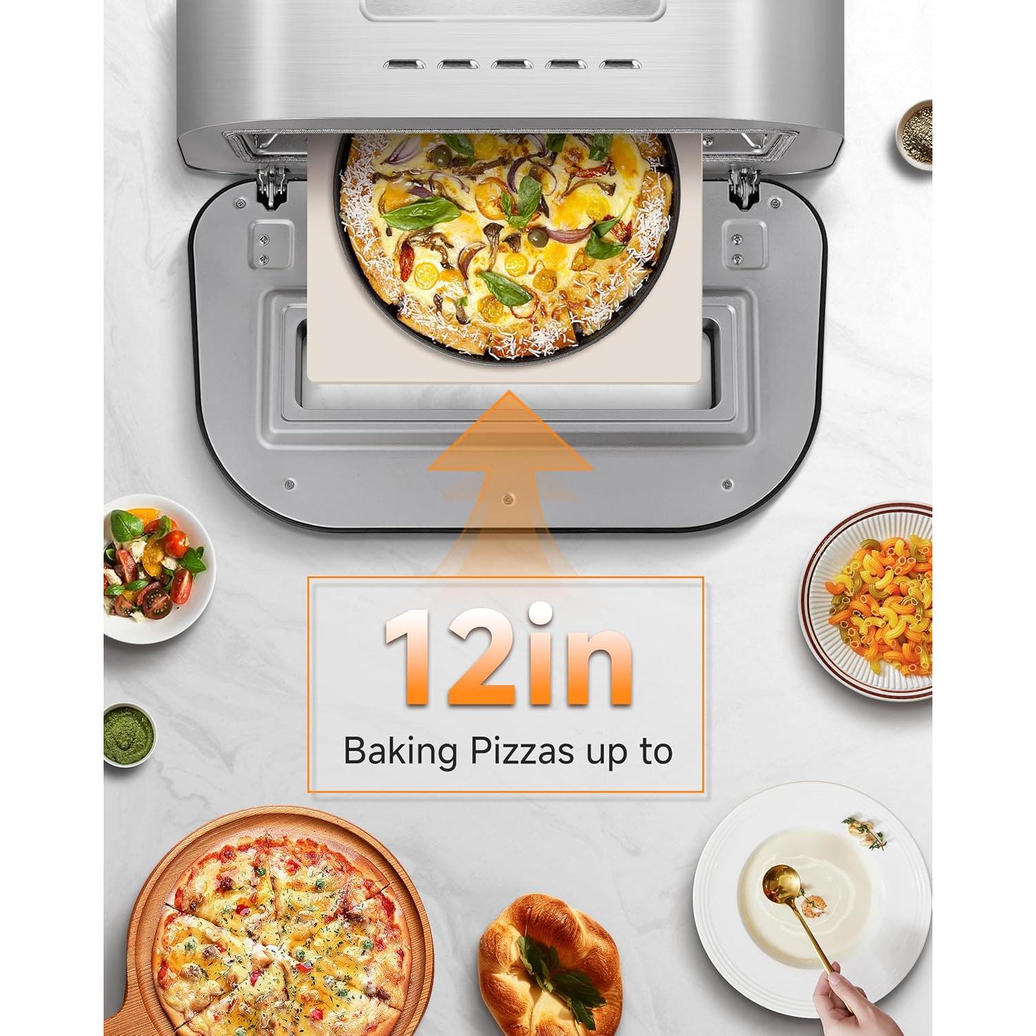 Horno de Pizza Eléctrico AMZCHEF 1700W 12" Acero Inoxidable