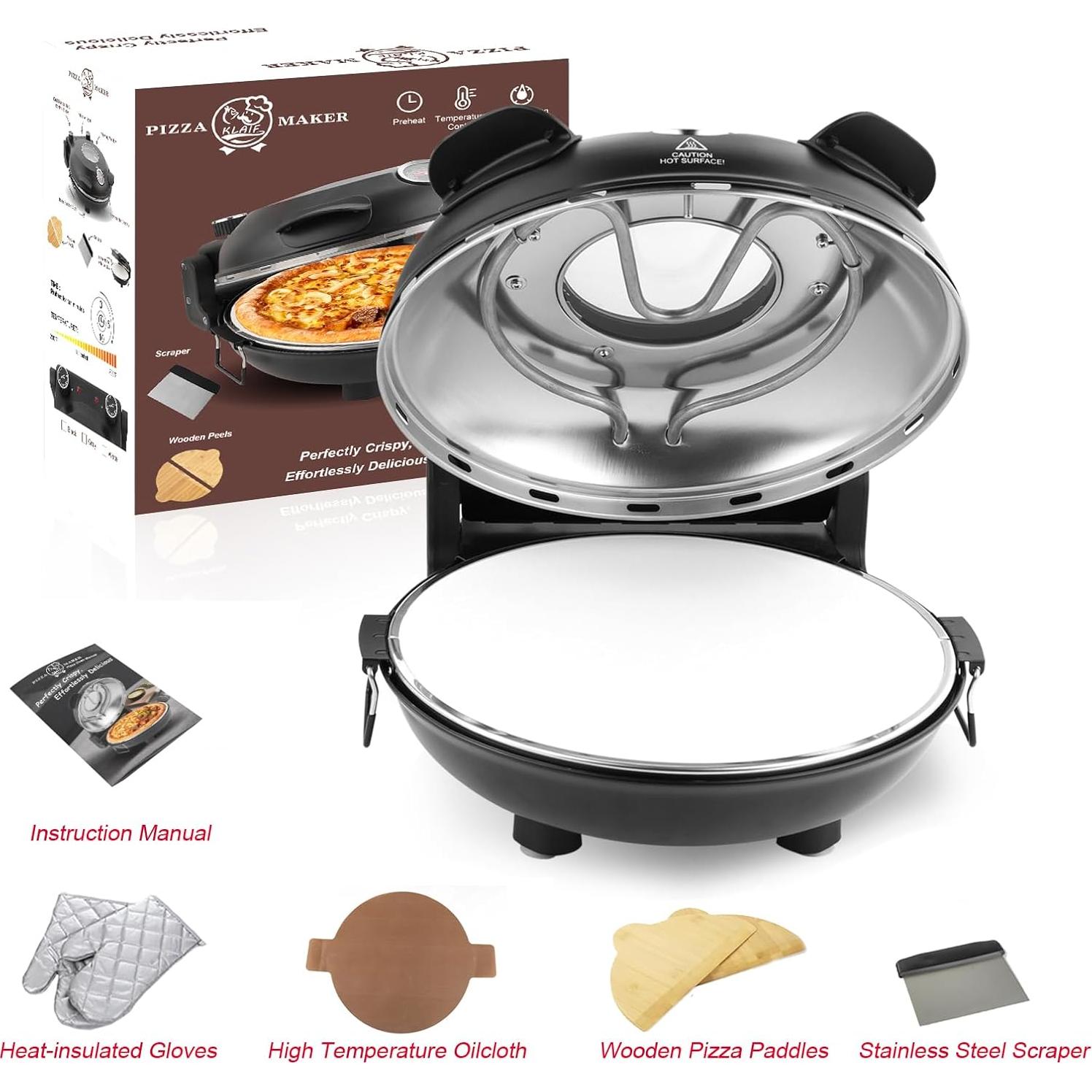 Horno de Pizza Eléctrico KLAIF LMR 12" con Piedra Cerámica