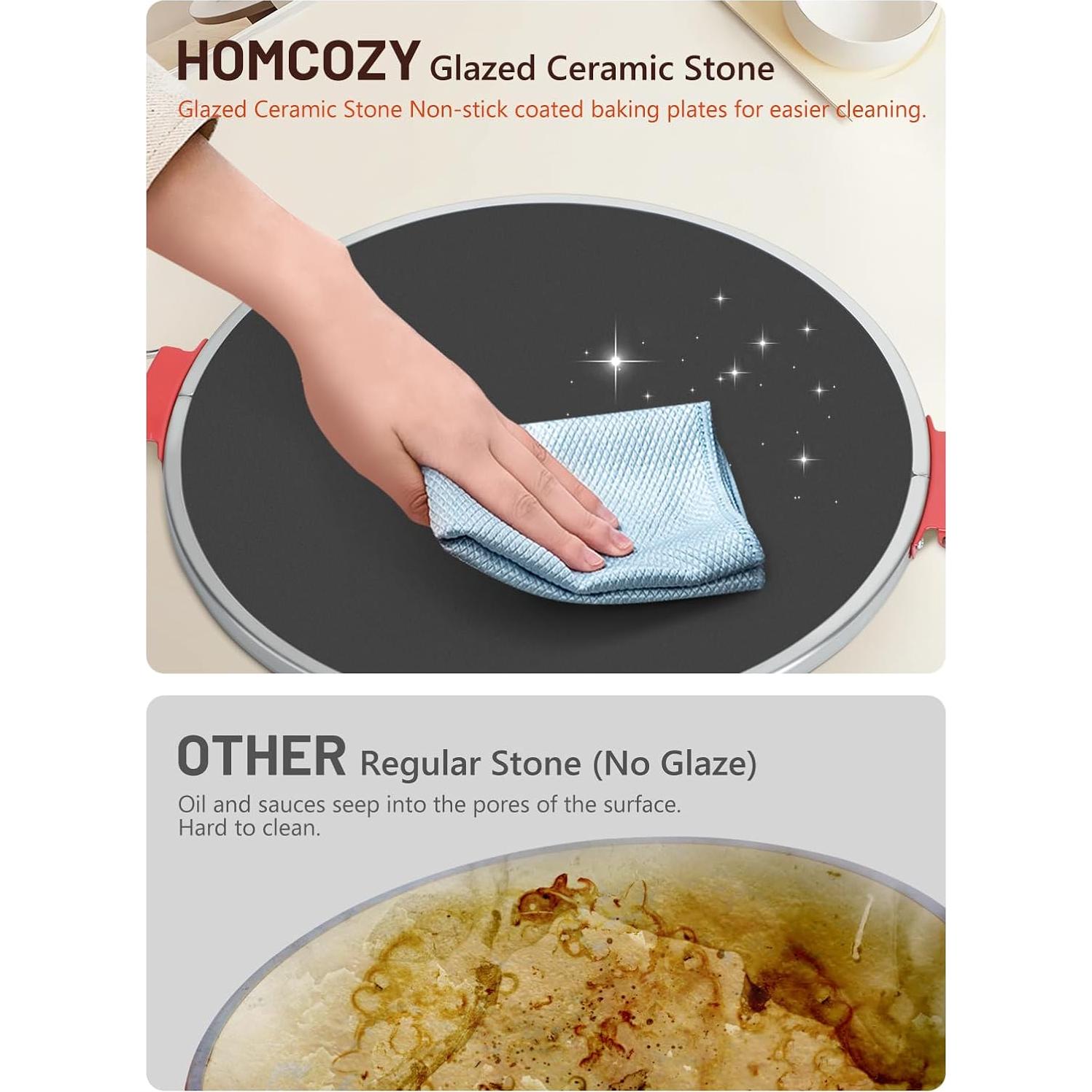 Horno de Pizza Eléctrico HomCozy 12" con Piedra Cerámica 1200W