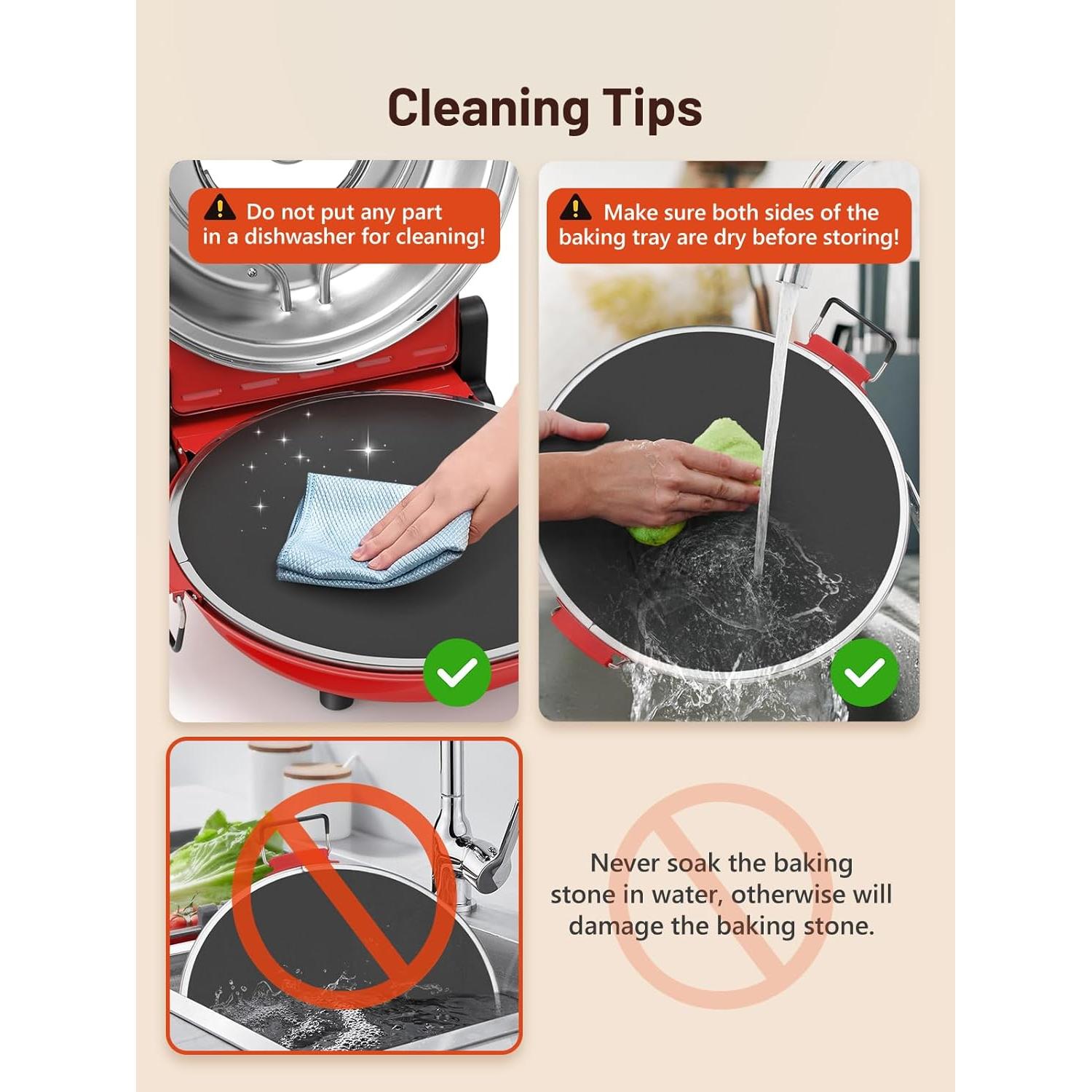 Horno de Pizza Eléctrico HomCozy 12" con Piedra Cerámica 1200W