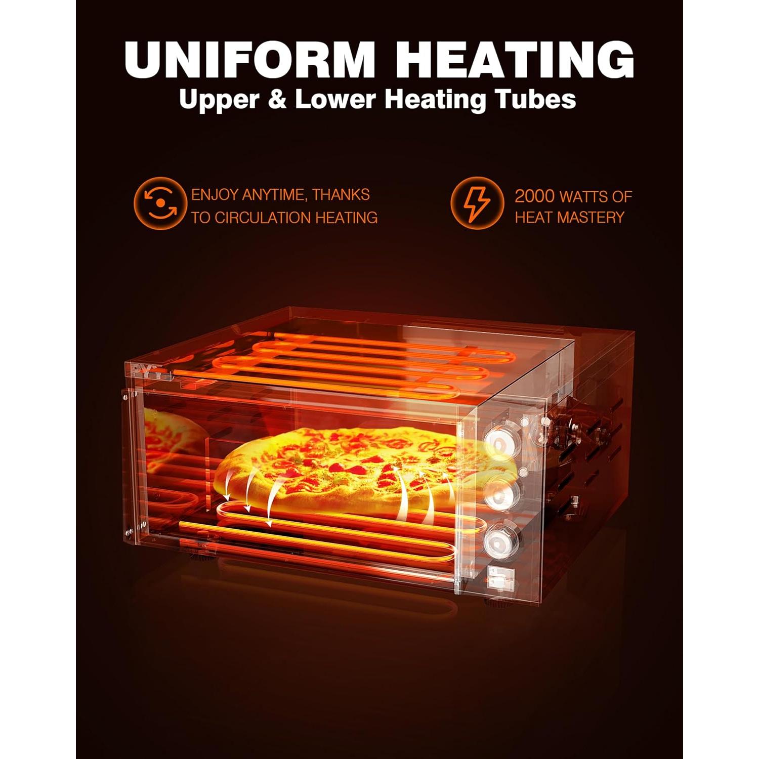 Horno de Pizza Eléctrico PYY CPO-160 1800W con Piedra 50-350°C