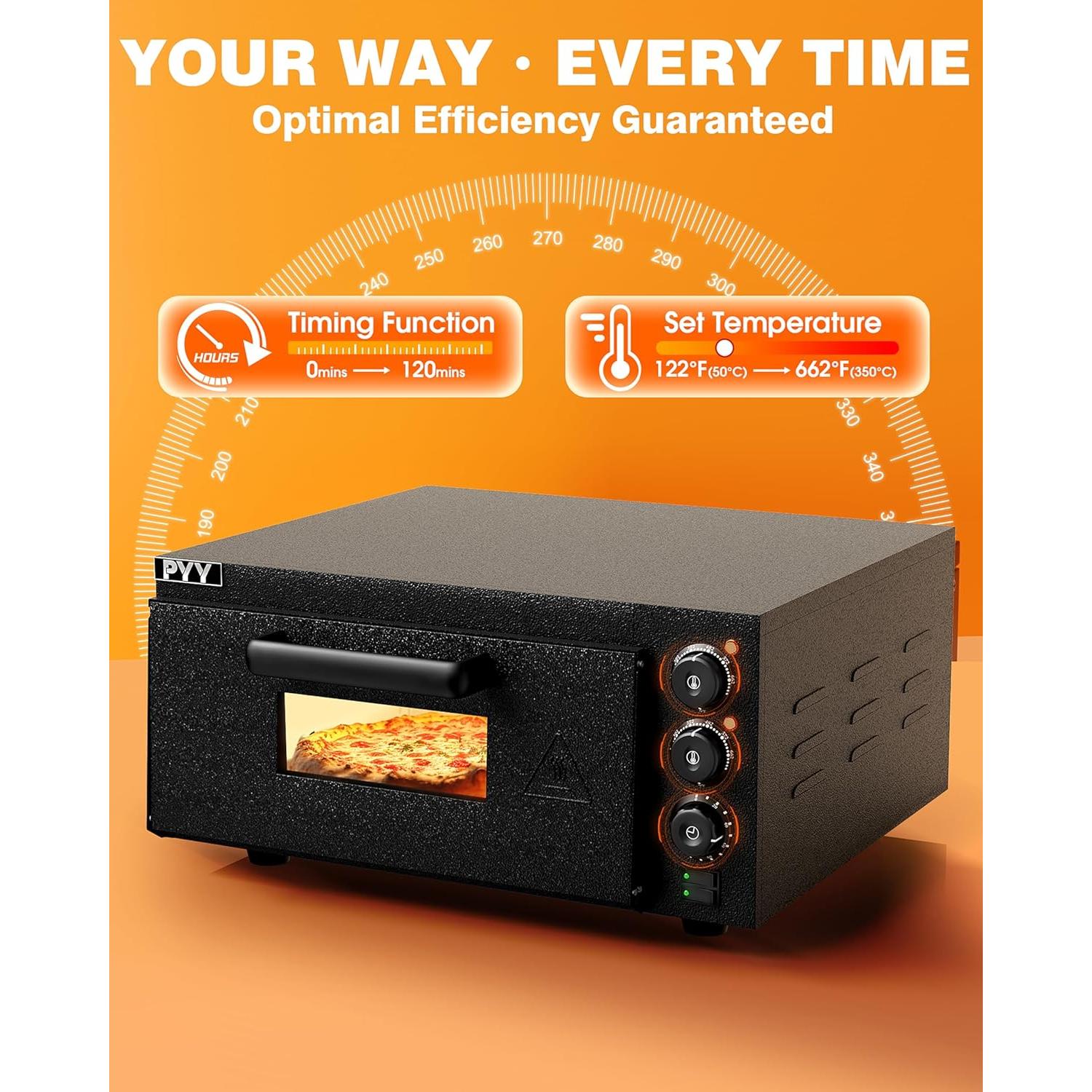 Horno de Pizza Eléctrico PYY CPO-160 1800W con Piedra 50-350°C