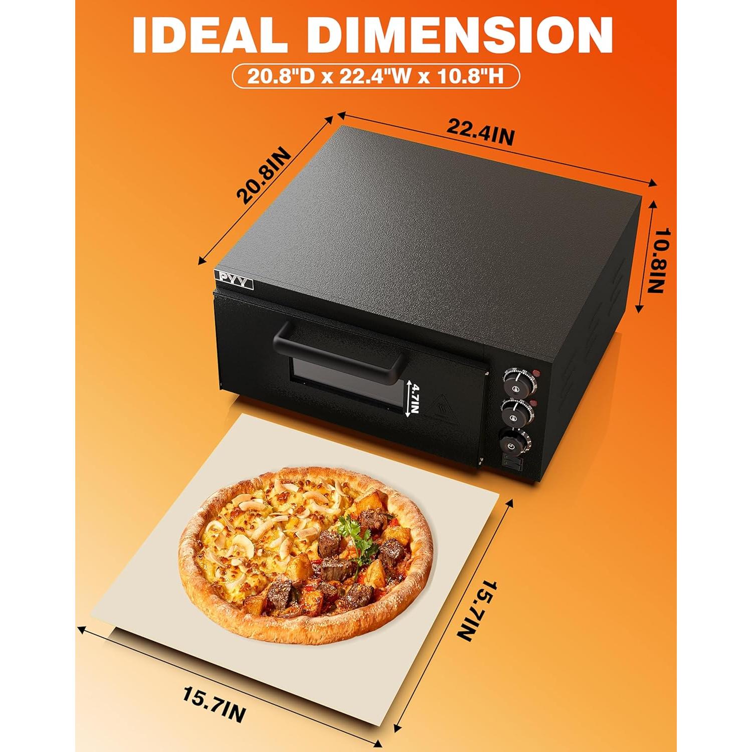 Horno de Pizza Eléctrico PYY CPO-160 1800W con Piedra 50-350°C