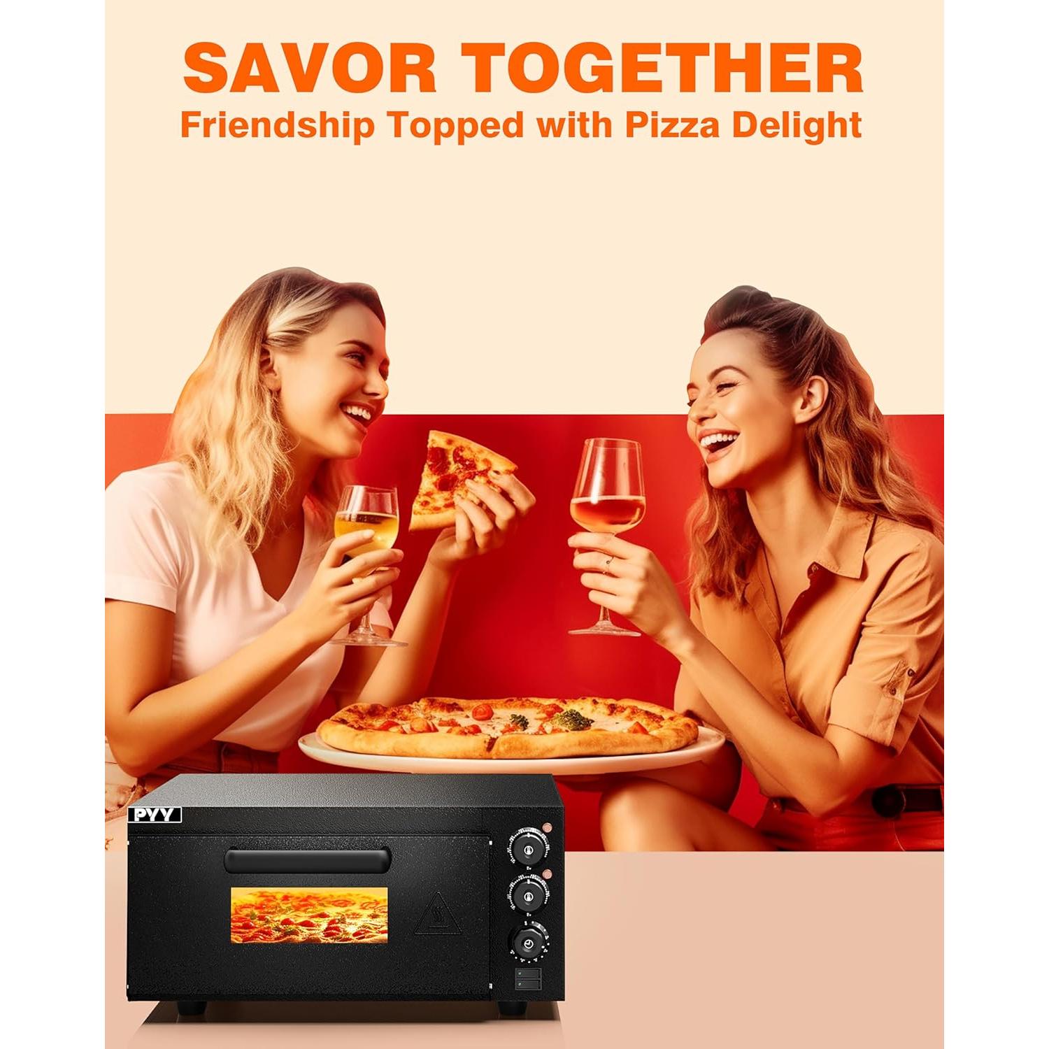 Horno de Pizza Eléctrico PYY CPO-160 1800W con Piedra 50-350°C