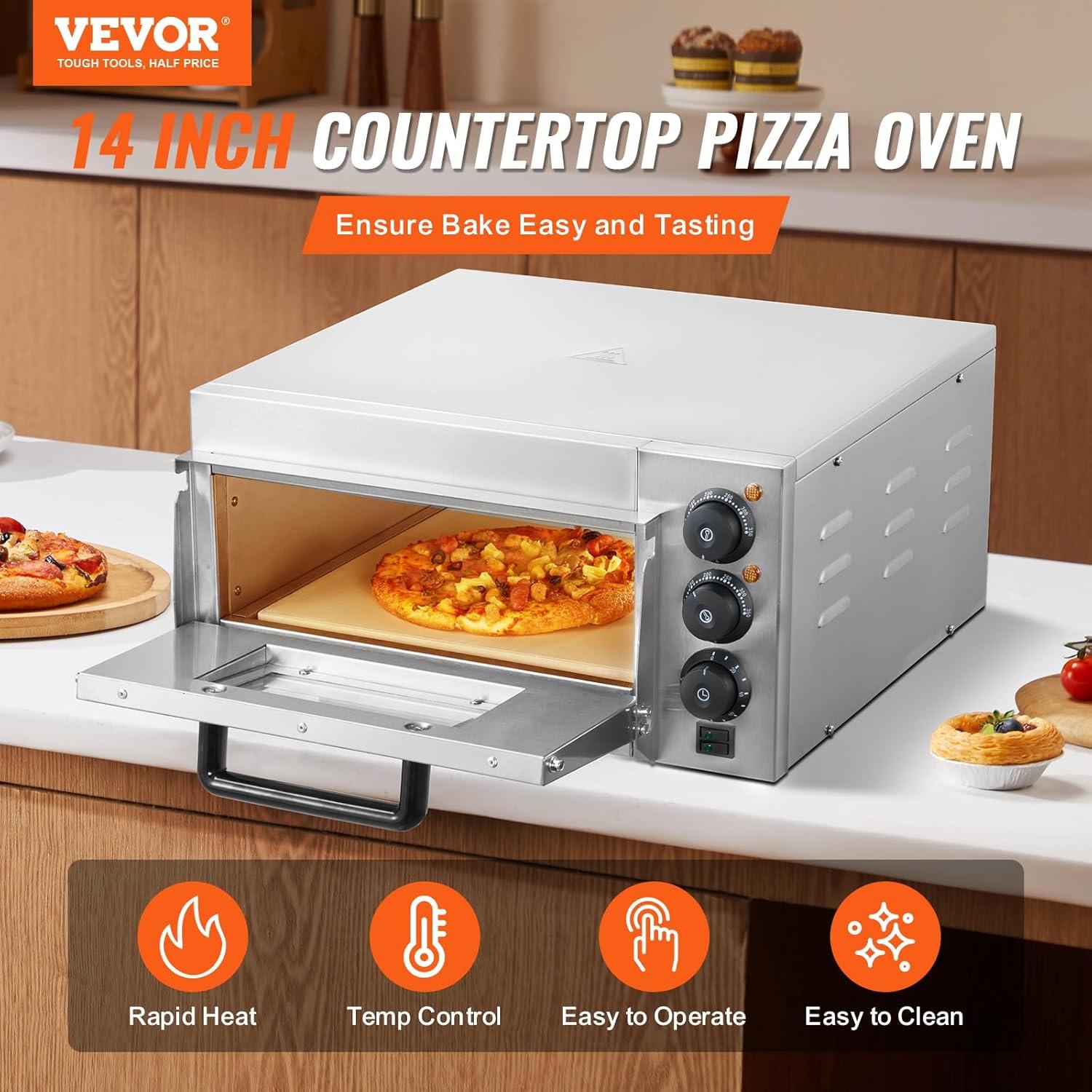 Horno de Pizza Eléctrico VEVOR 14" Acero Inoxidable 350°C