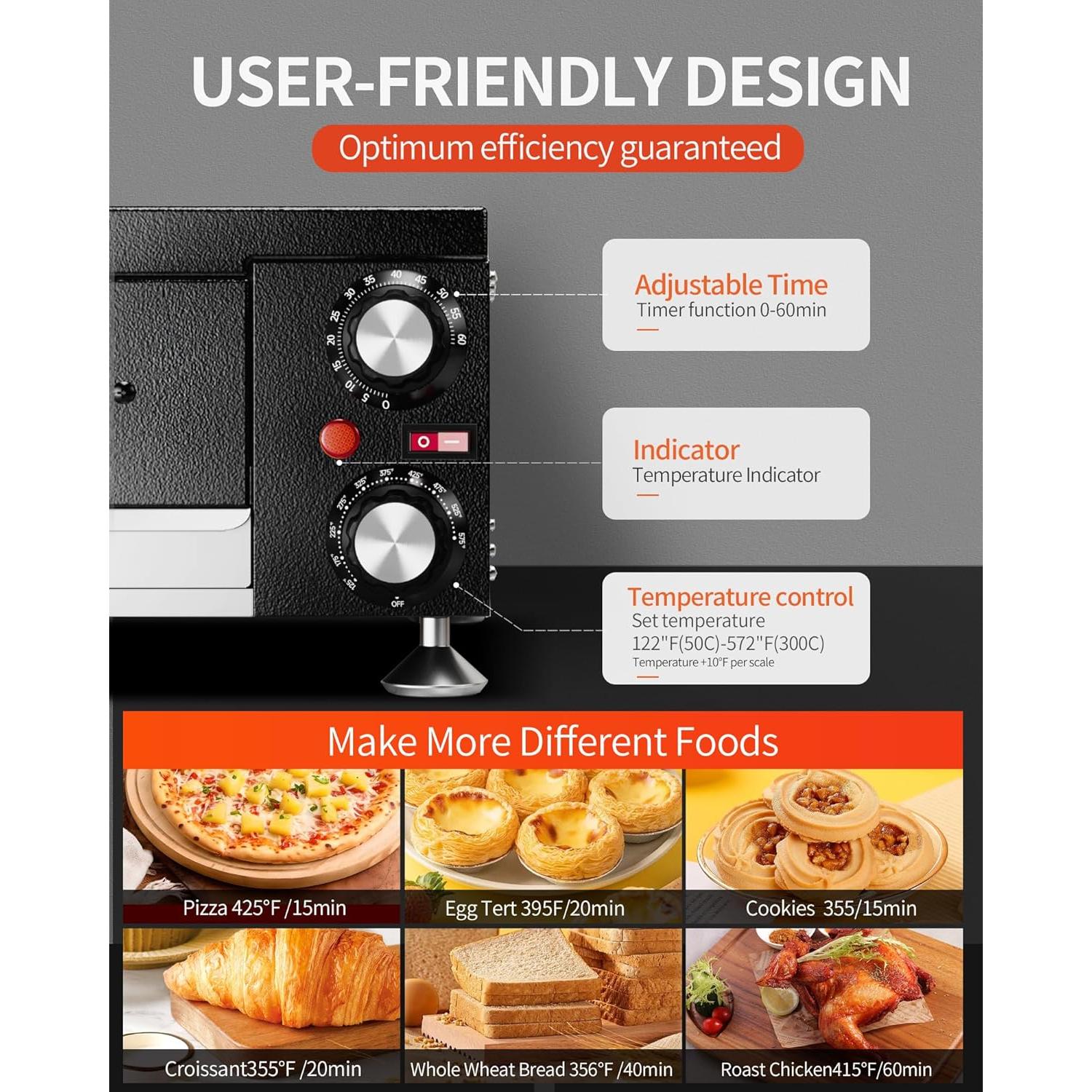 Horno de Pizza Eléctrico Awgpd 10.89 kg Acero Inoxidable Negro