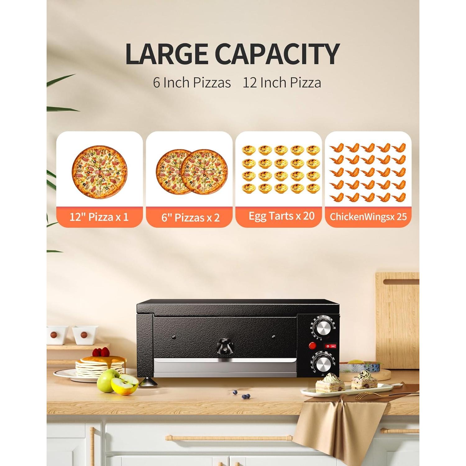 Horno de Pizza Eléctrico Awgpd 10.89 kg Acero Inoxidable Negro