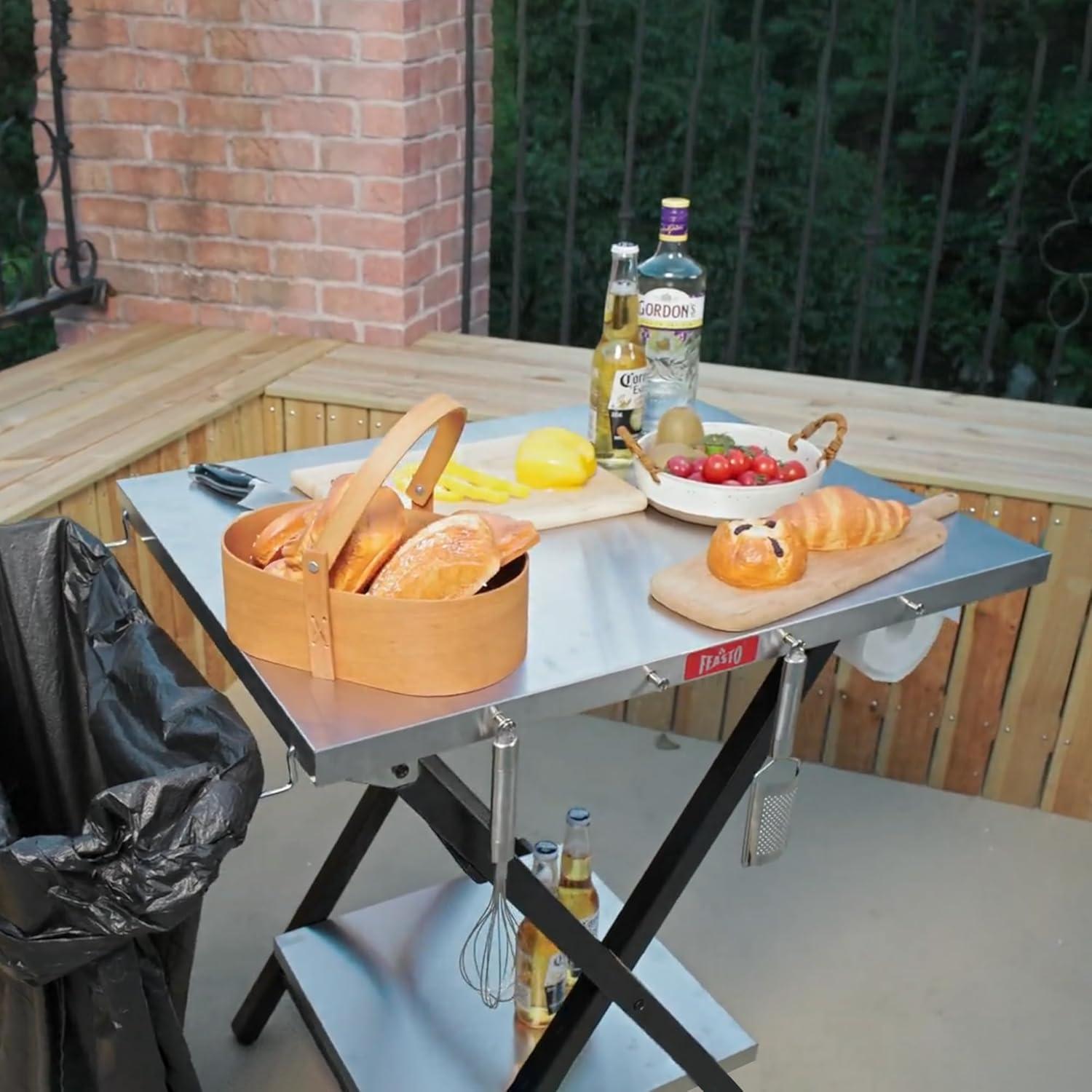 Mesa Plegable de Parrilla Feasto 76.2x60.9cm Acero Inoxidable