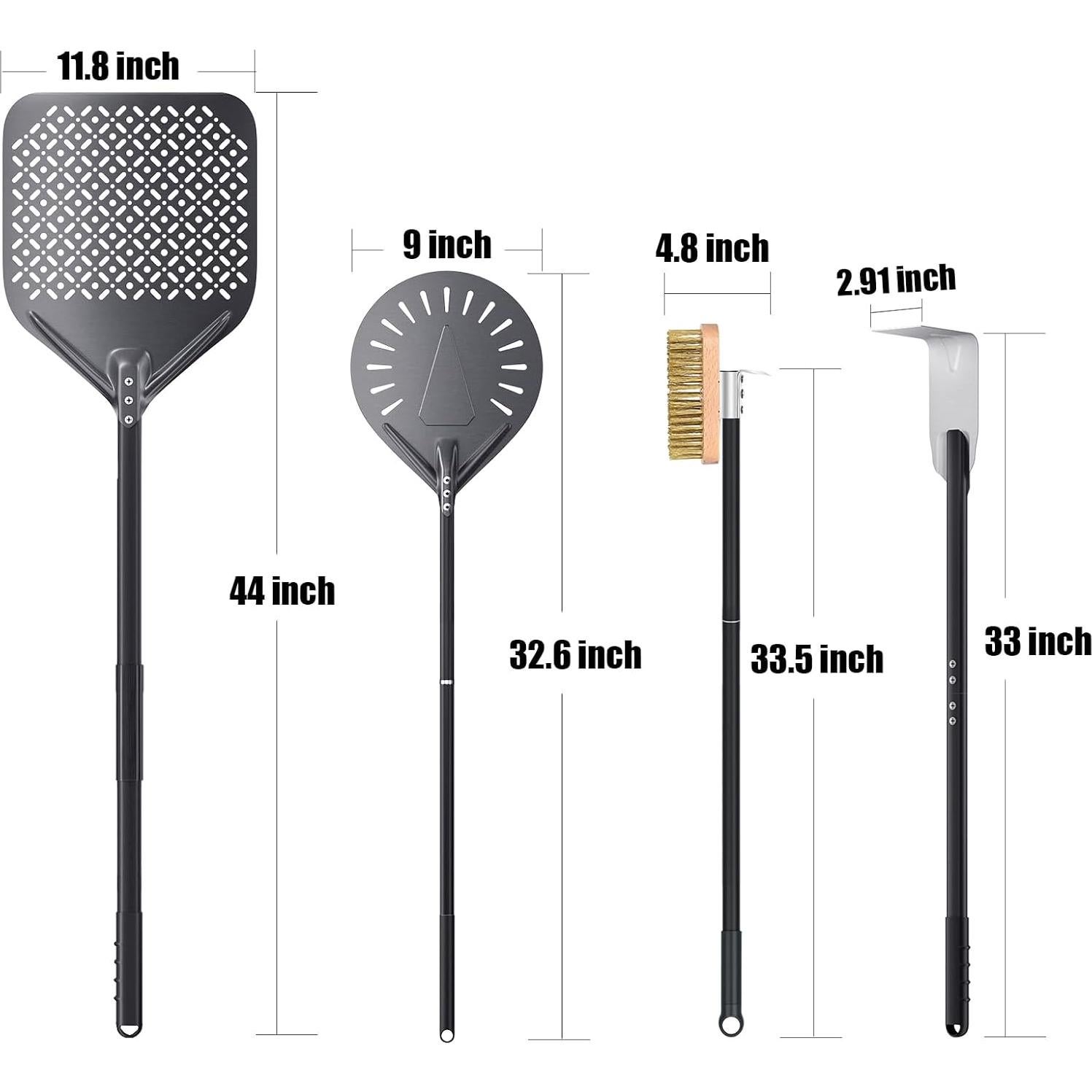 Kit de horno para pizza NUTUNI 4 piezas con pala y cepillo