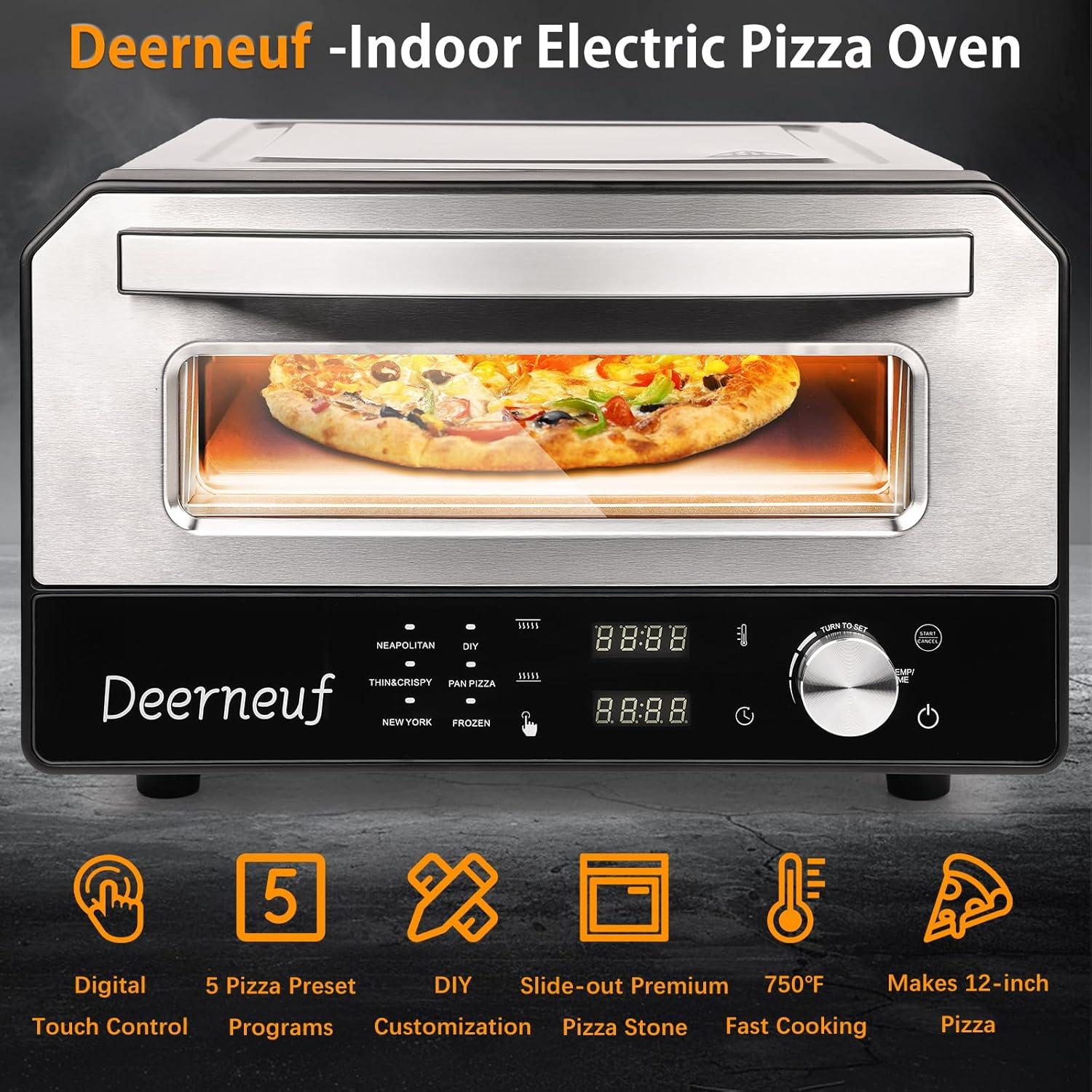 Horno de Pizza Eléctrico Deerneuf 12" 800°F Acero Inoxidable