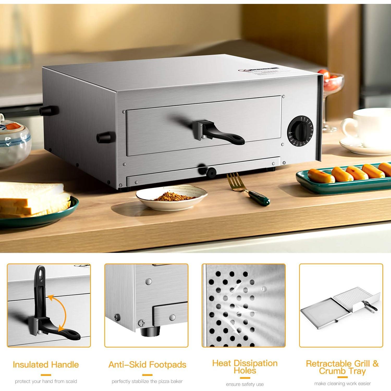 Horno de Pizza Eléctrico Giantex EP20961 Acero Inoxidable 30.48 cm