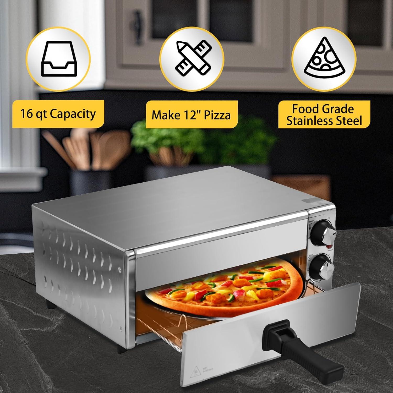 Horno de Pizza Eléctrico Hijolla PSL-002 1800W Acero Inoxidable