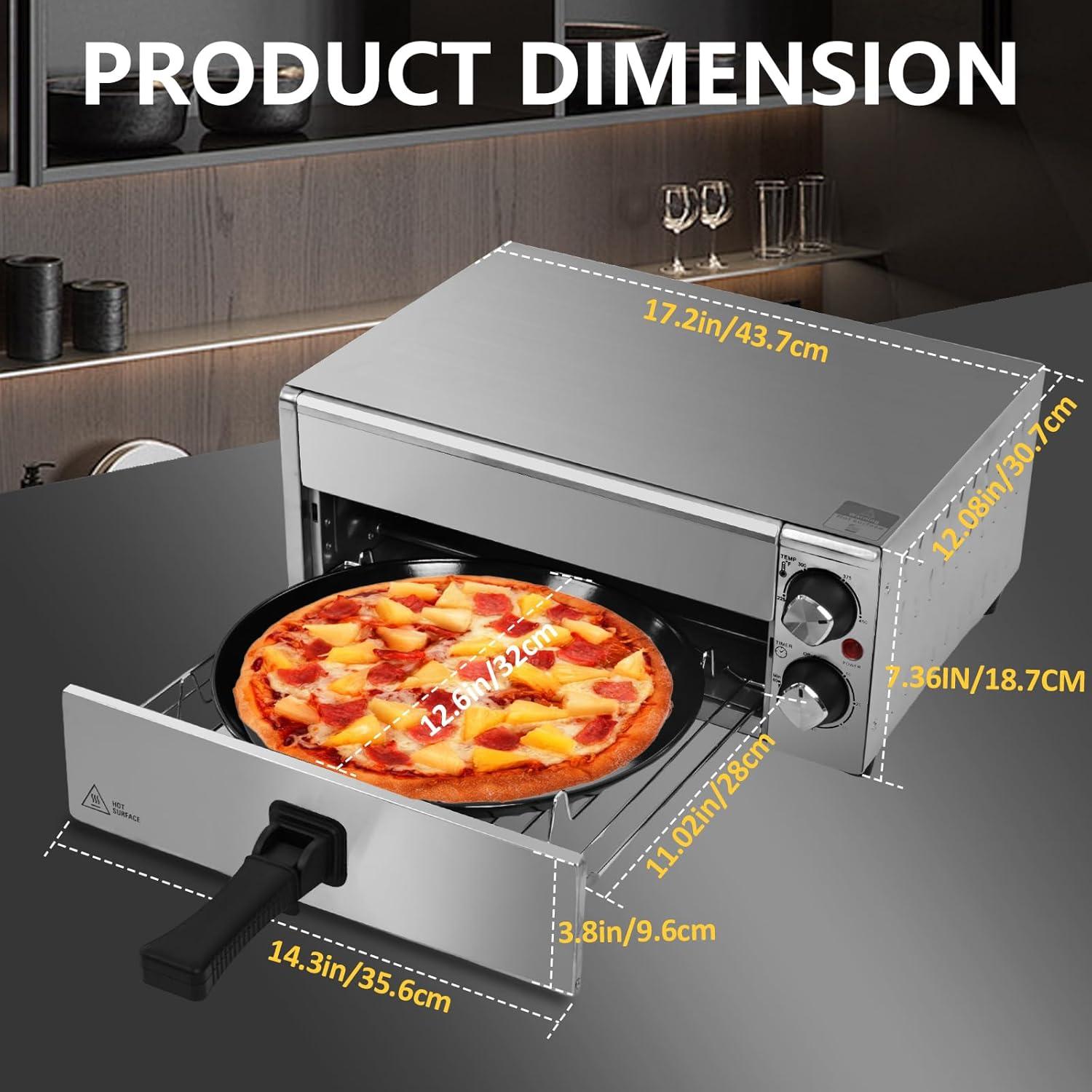 Horno de Pizza Eléctrico Hijolla PSL-002 1800W Acero Inoxidable