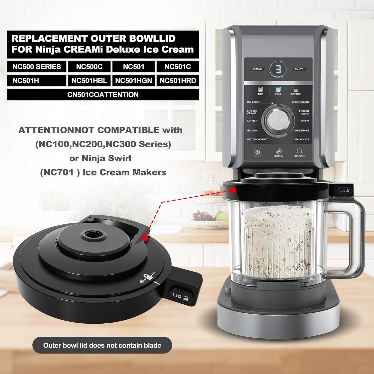 Tapa de Tazón Exterior Ninja NC501 Deluxe - Repuesto Apto Lavavajillas