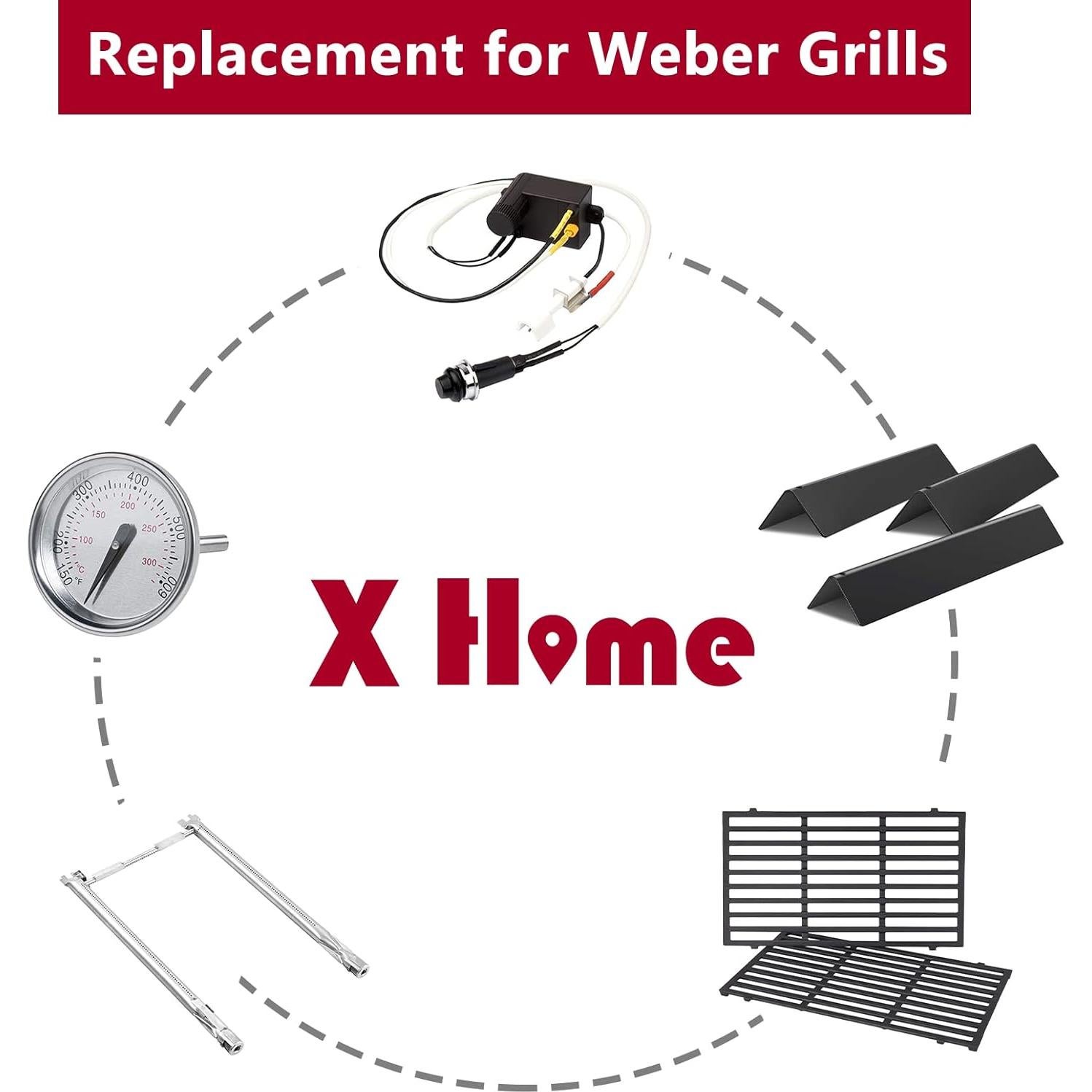 Rejillas de Parrilla X Home 7637 para Weber Spirit E/S-210, 2 Piezas