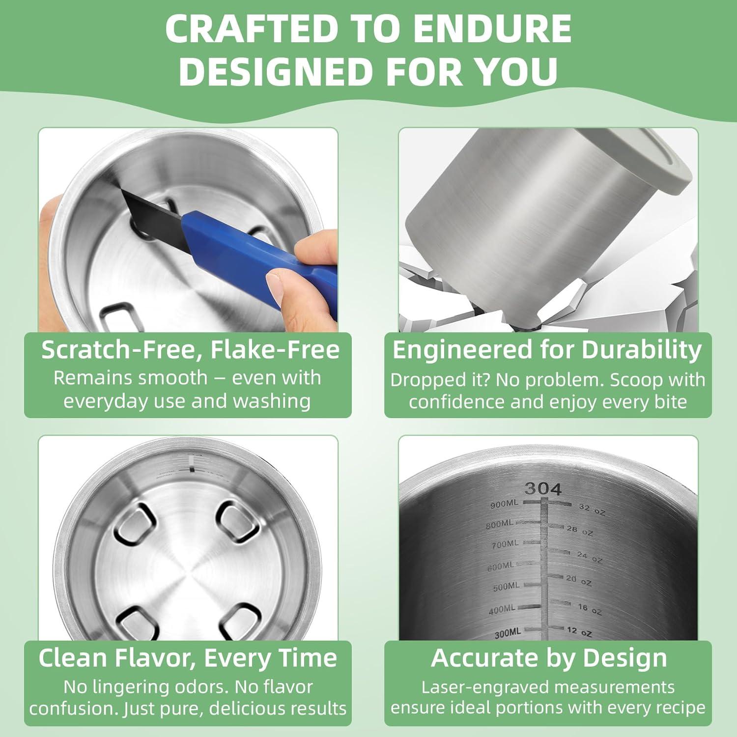 Reemplazo Pints y Tapas Acero Inoxidable Ninja Creami 24oz - 4 Piezas