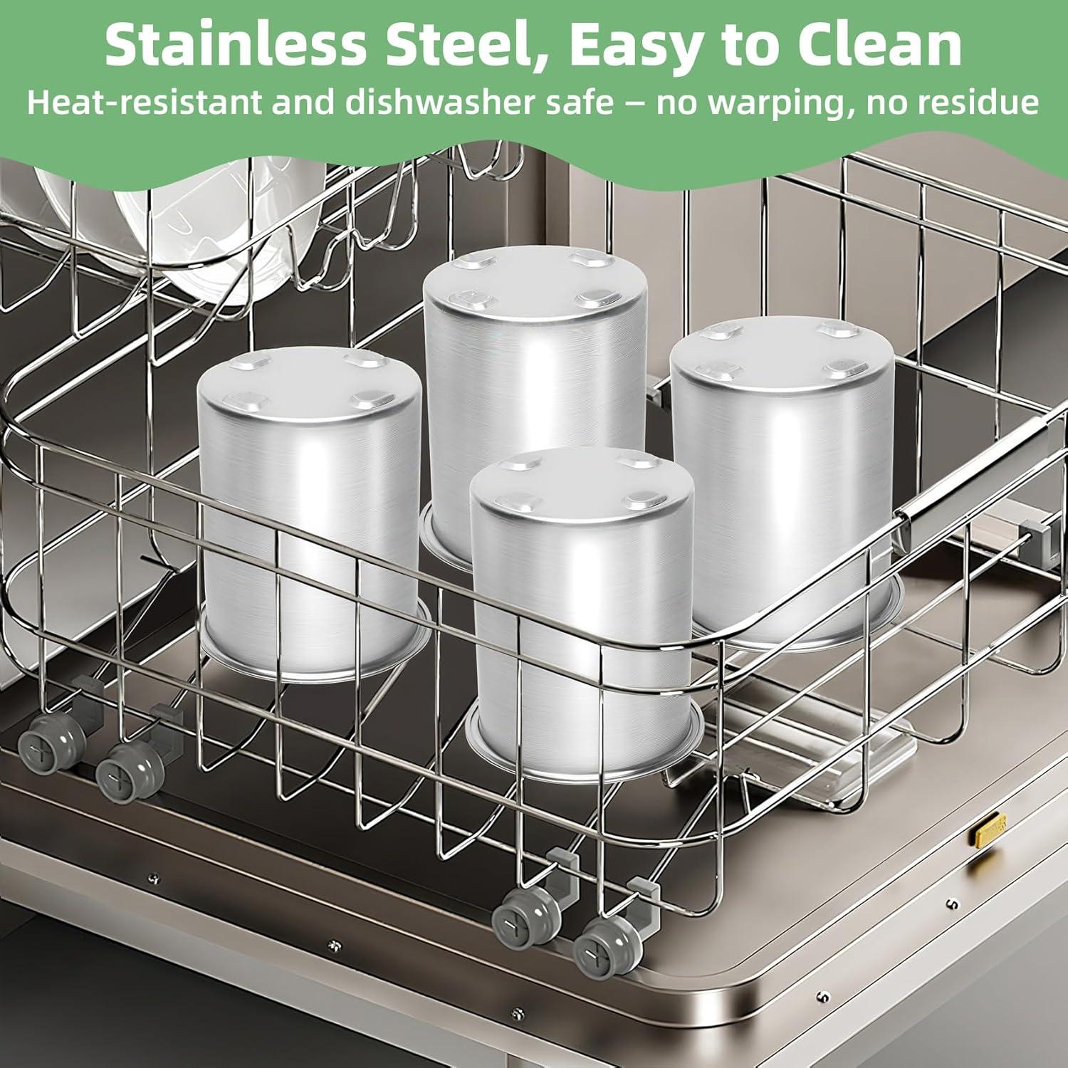 Reemplazo Pints y Tapas Acero Inoxidable Ninja Creami 24oz - 4 Piezas