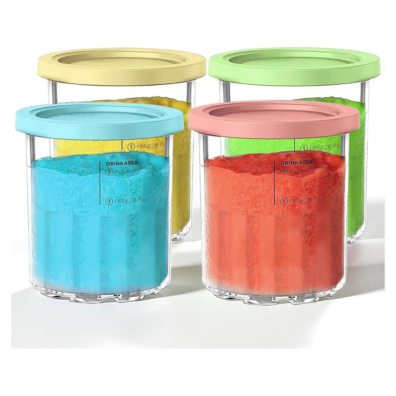 Paquete de 4 Contenedores Ninja Creami Deluxe 24 OZ con Tapas